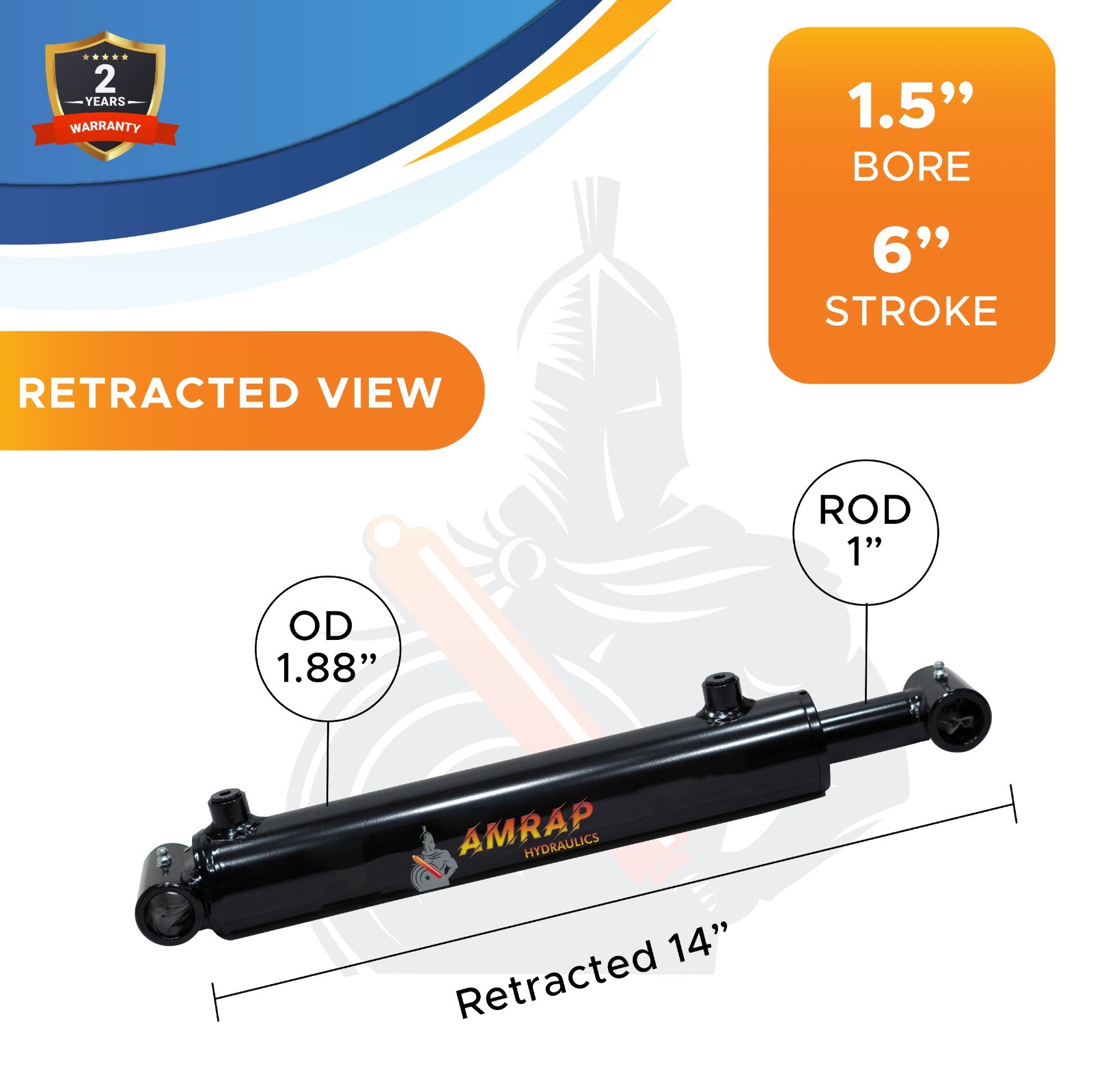 1.5x6 Hydraulic Cylinder-1.5" Bore, 6" Stroke -Welded Cross Tube Cylinder(new)