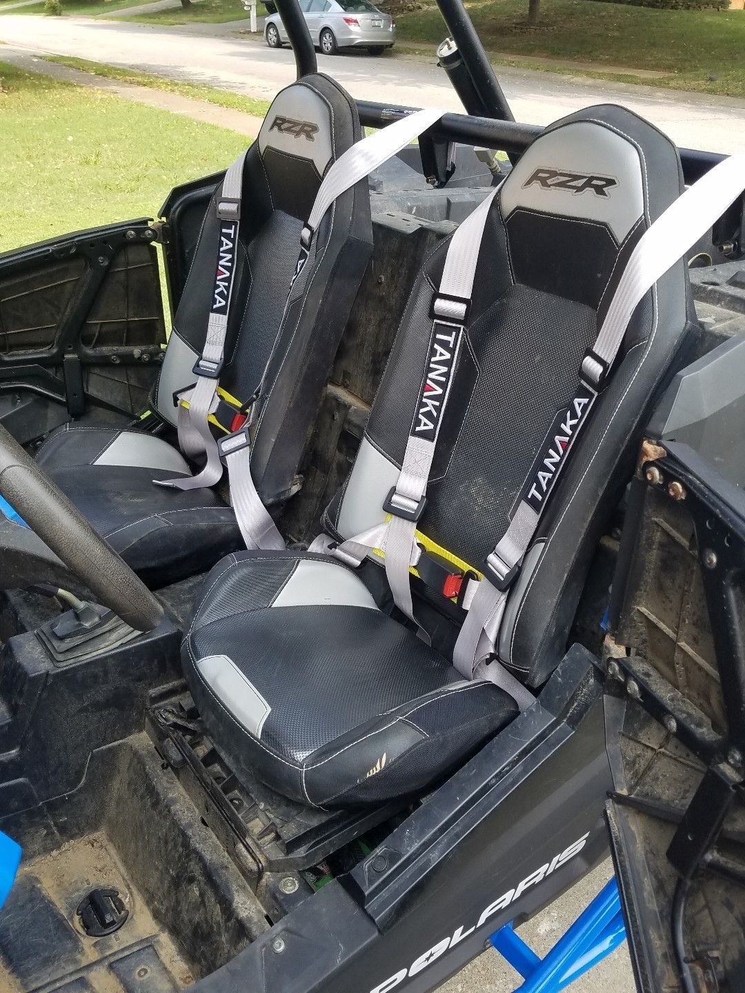 2 X TANAKA UNIVERSAL BLACK 4 POINT BUCKLE RACING SEAT BELT HARNESS