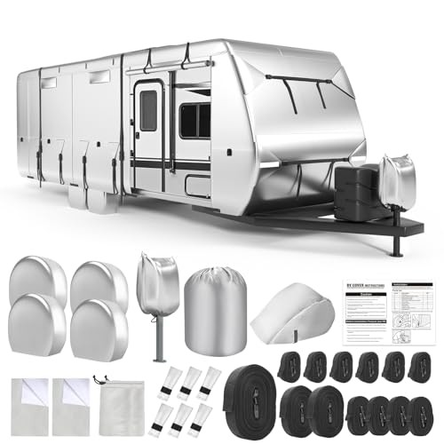 Oxford RV Cover,27-30 Ft Travel Trailer 420D Fits 27-30 ft Grey - Oxford Cloth
