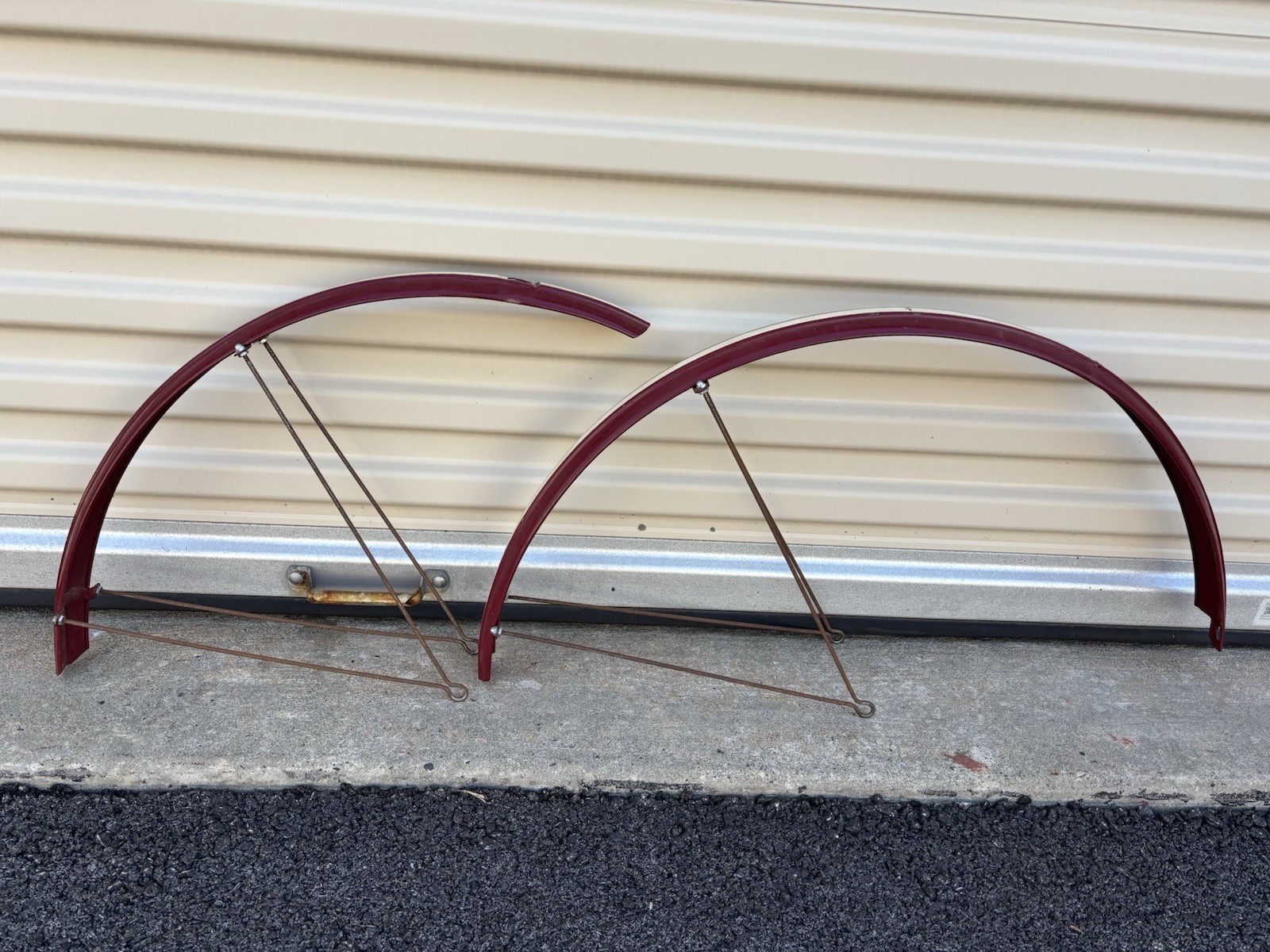 ANTIQUE 1900'S CIRCA 28" REPAINTED MOTORBIKE FRONT AND REAR FENDER SET