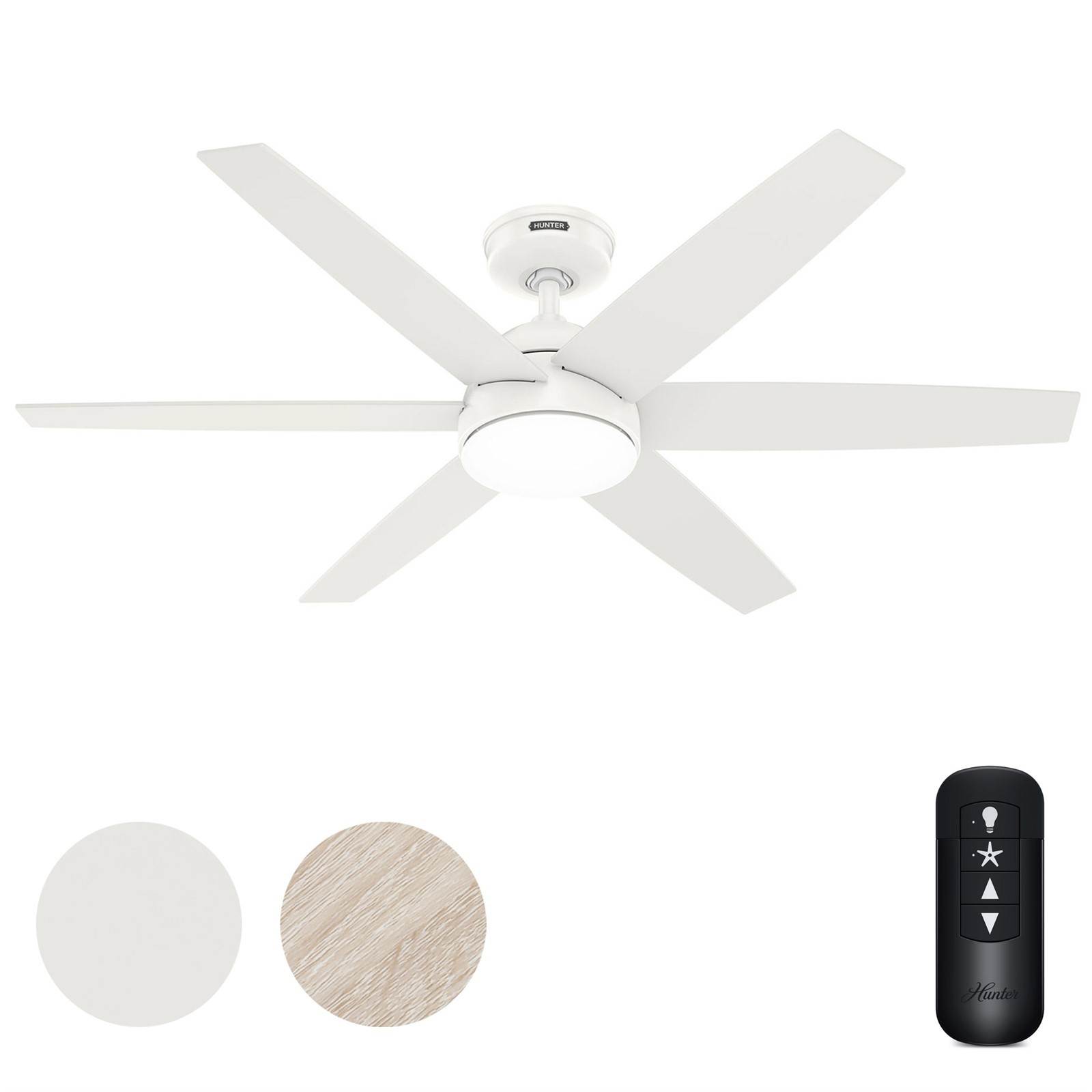 Hunter Fan 52 inch Casual Fresh White Ceiling Fan with LED Light Kit and Remote