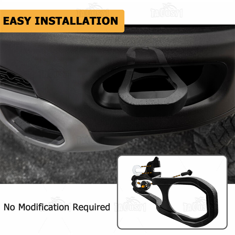 For 2019 2020 2021 2022 2023 2024 Ram 1500 DT Heavy Duty Front Tow Hooks +Bezels