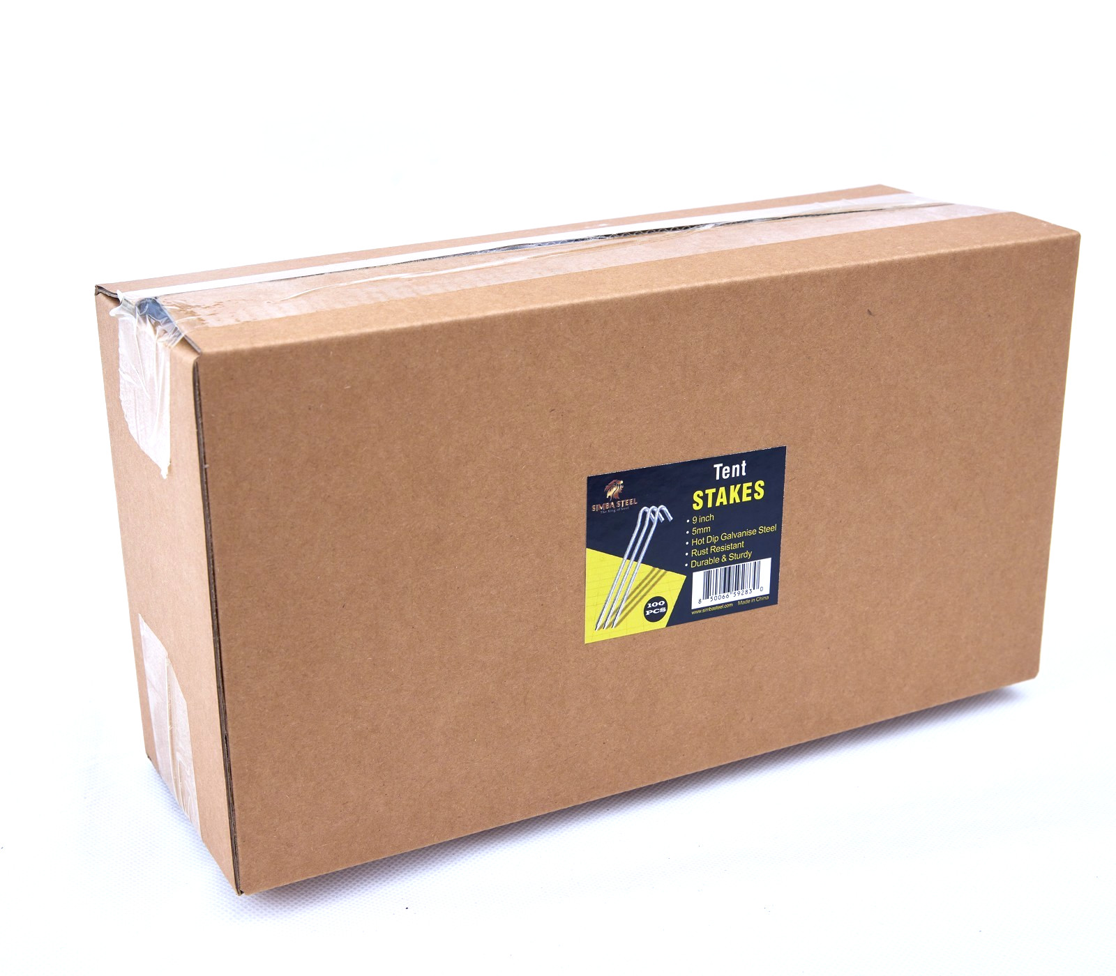 9 inch Tent Stake 4mm / 5mm available in 10-Pack / 25-Pack / 50-Pack / 100-Pack.