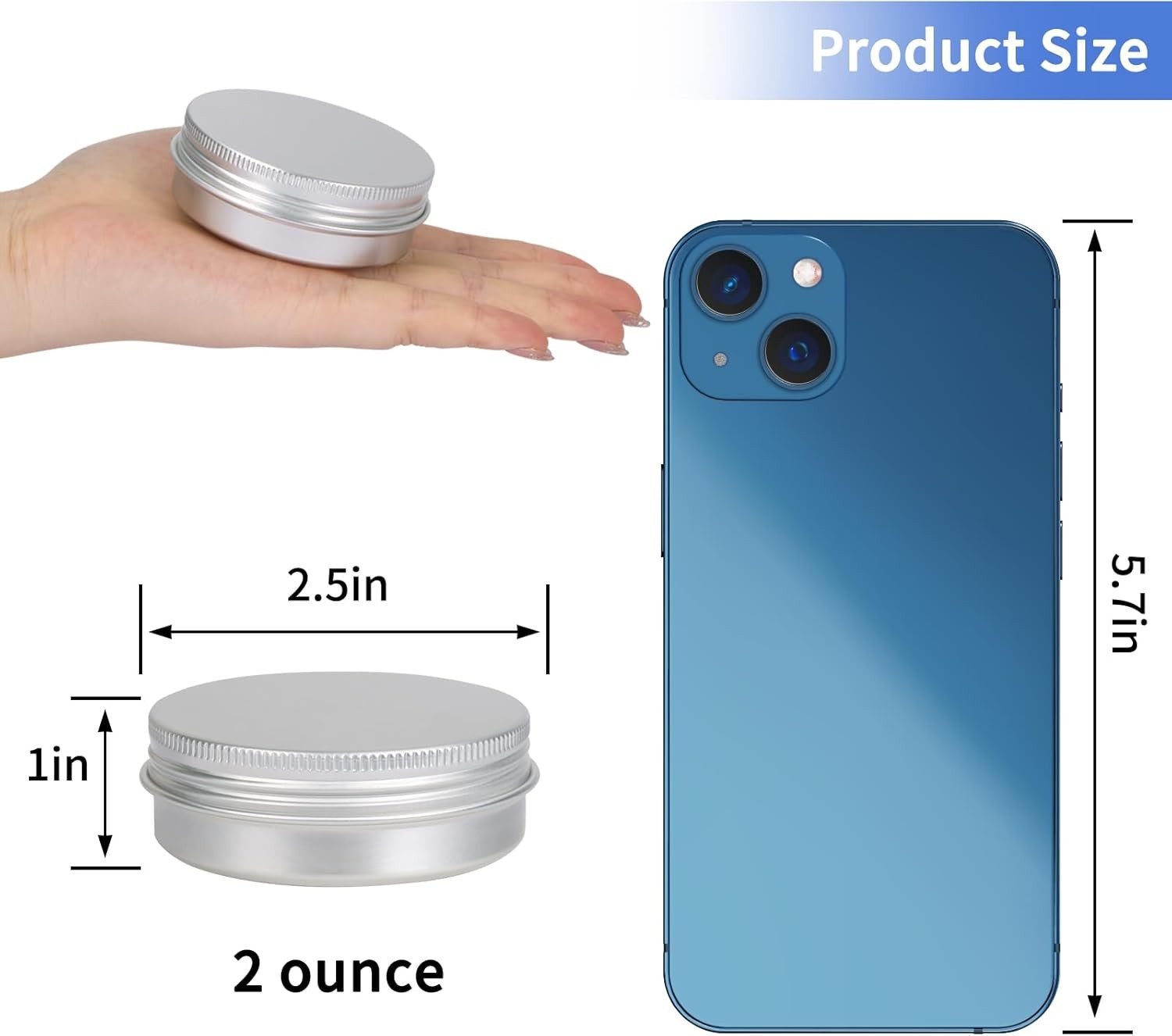 60 Pack 2Oz Metal Round Tins with Screw Lid for Lotion Bars and Balms