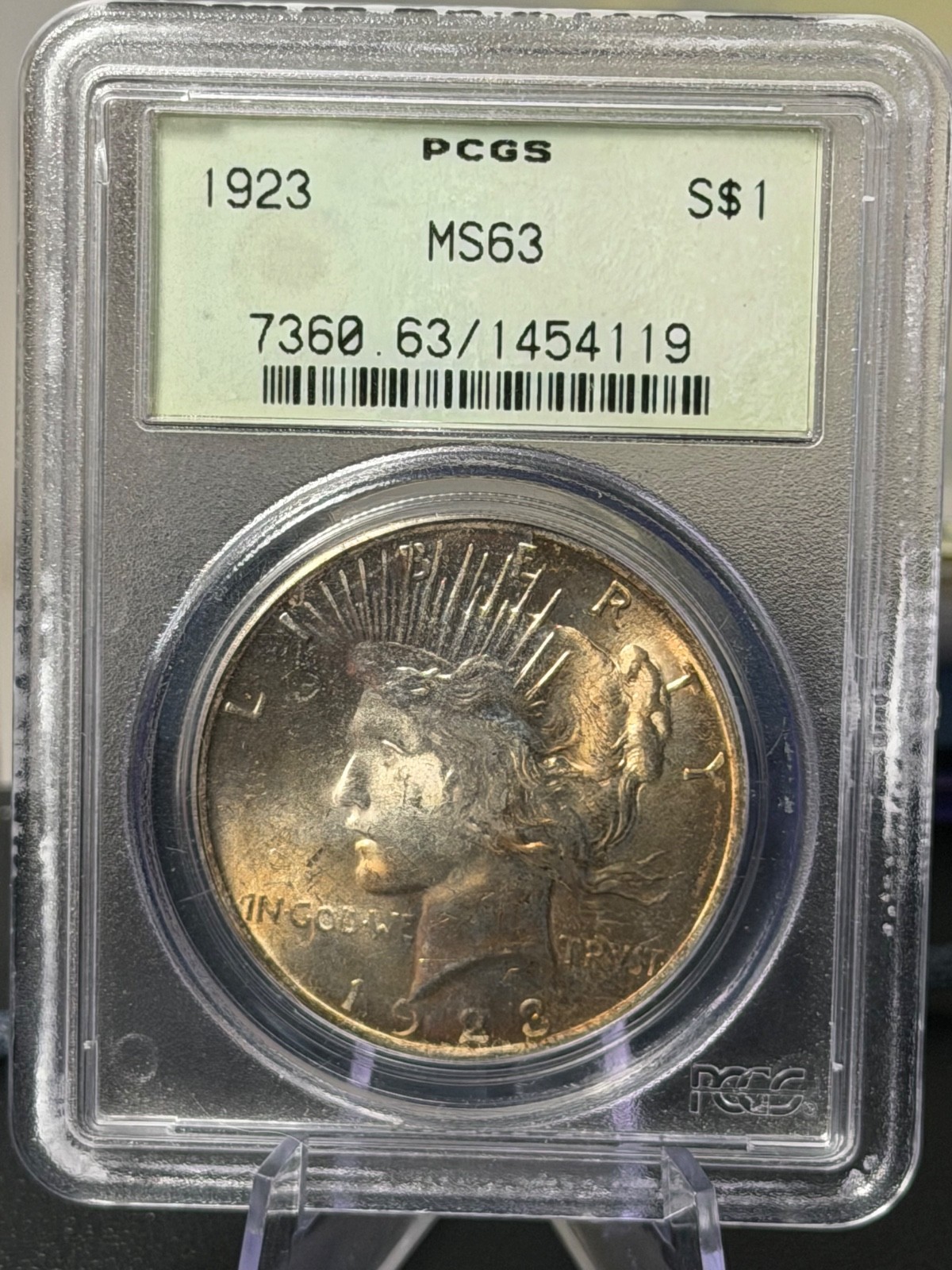 1923 Peace Dollar PCGS MS63 "Old Green Holder"