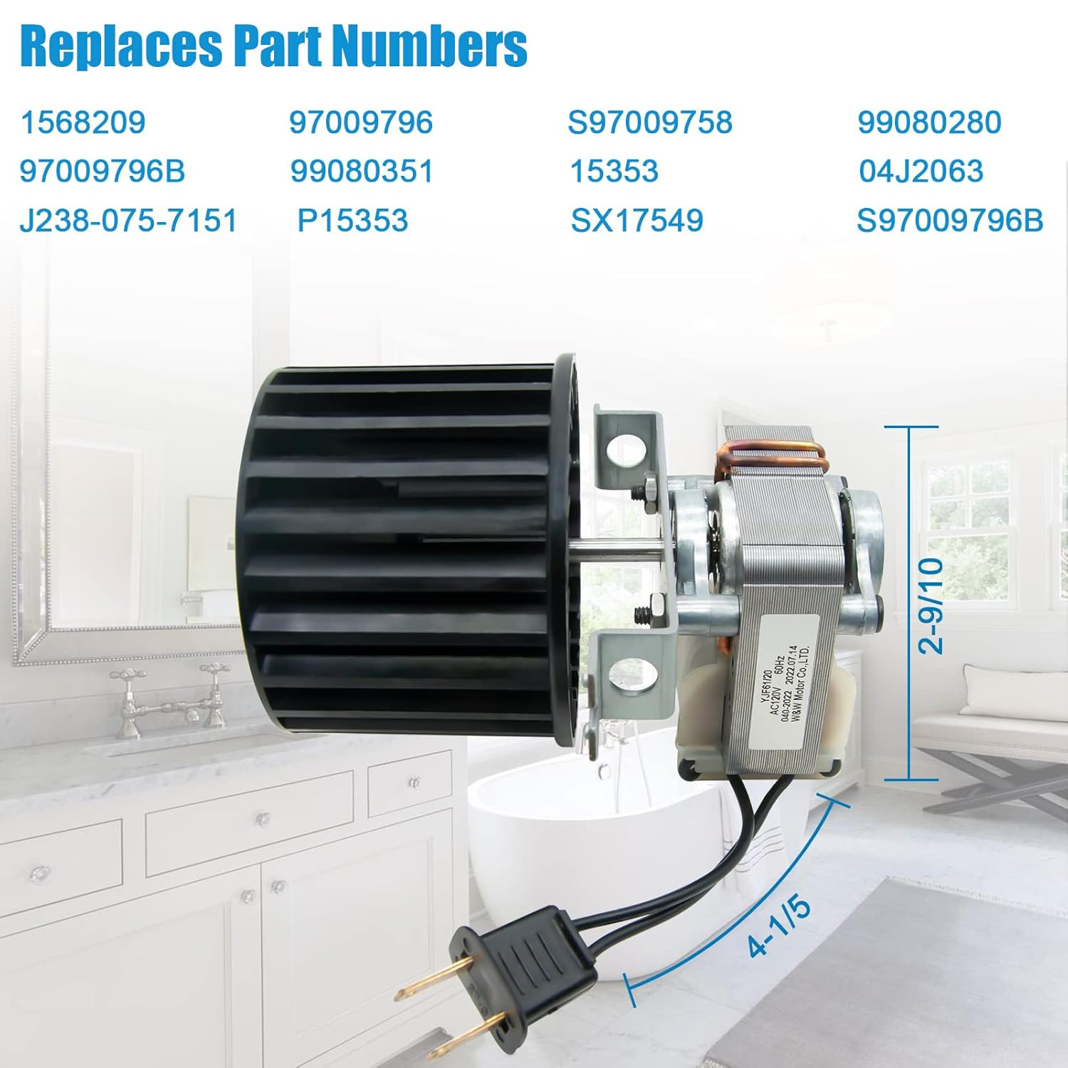 Upgraded Replacement Fan Blower Assembly S97009796 for Broan 162 & 164 Series
