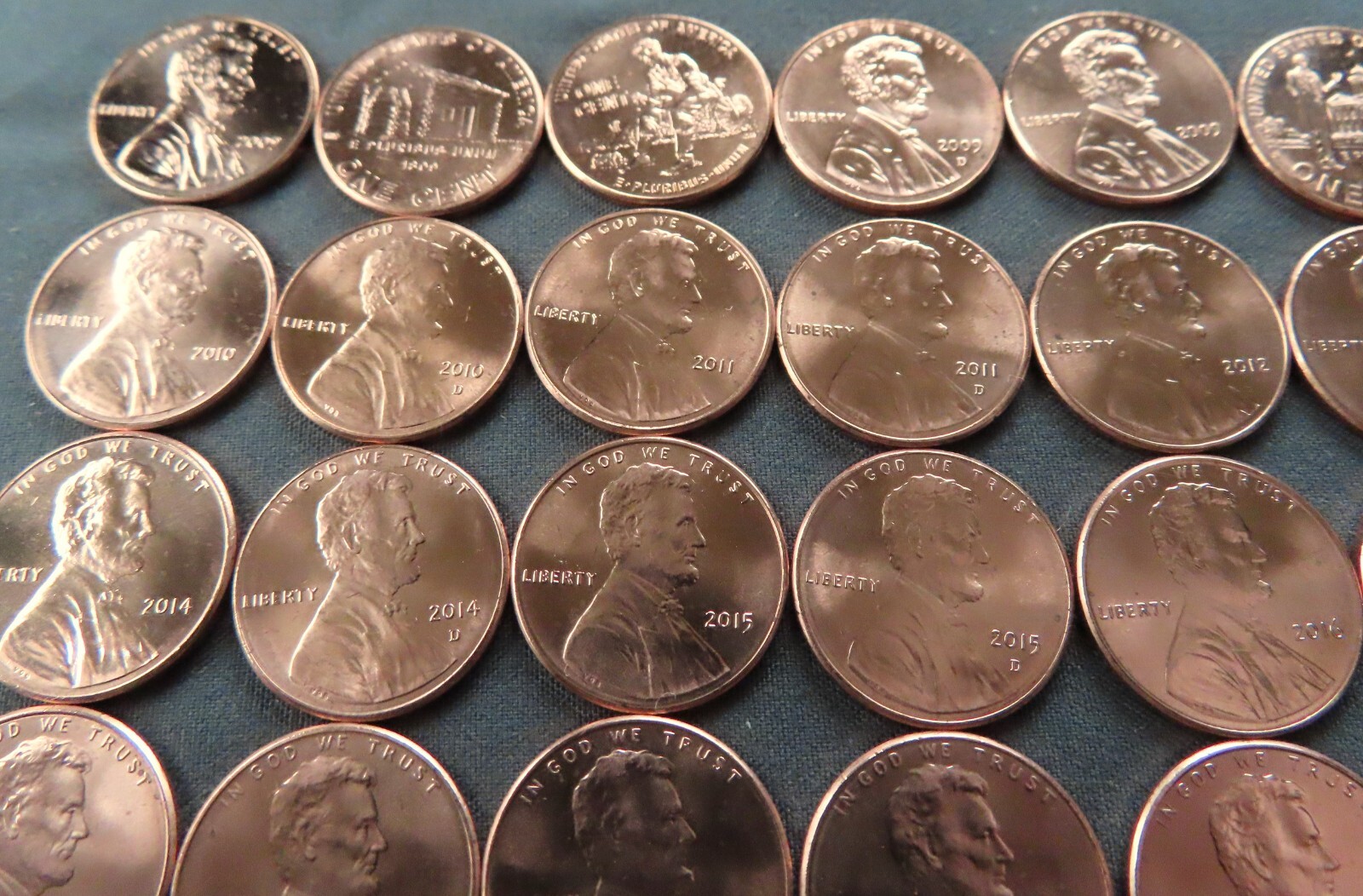 2009-2024 P & D Lincoln Shield Cent - Complete Set of 38 Brilliant Uncirculated