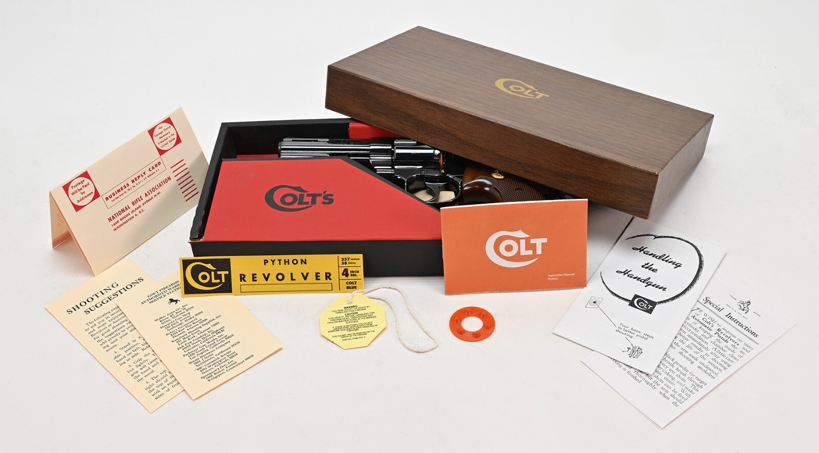 Colt Python 4-6 Inch 1965-1973 2 Piece, Red Interior Box And Paperwork. New