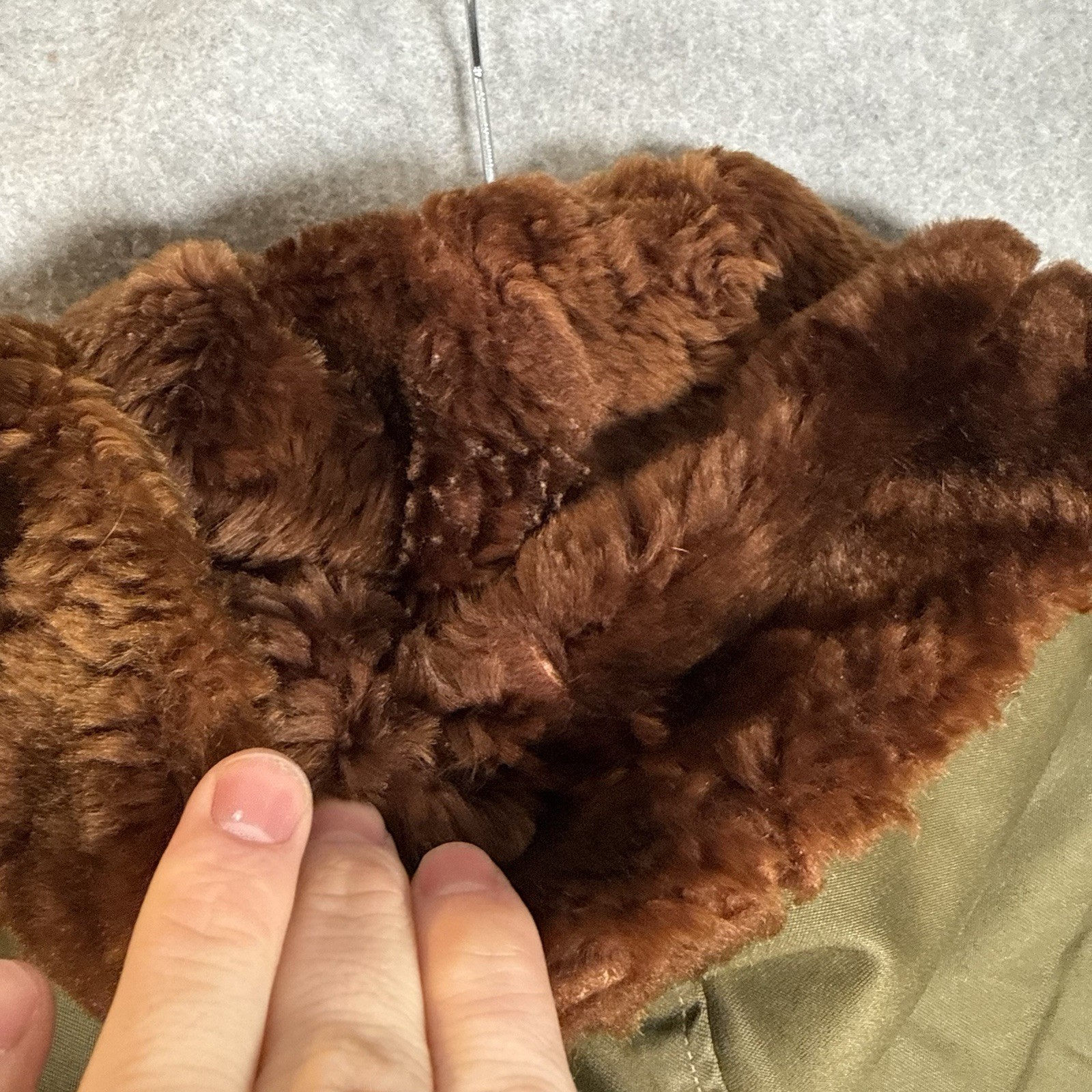 US Military Vintage 40s WW2 OG Faux Fur Talon Zip Hood B-9 Parka Jacket Mens XL