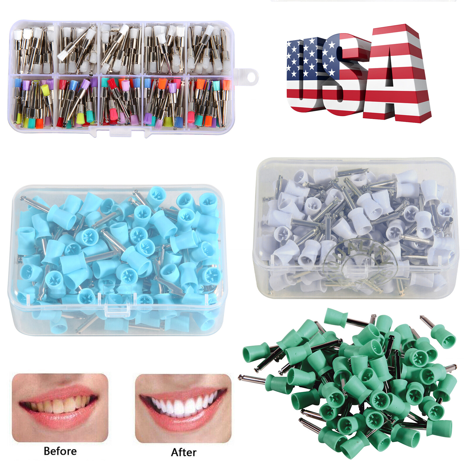 100pcs Dental latch type prophy polishing brush flat tapered brushes cups po
