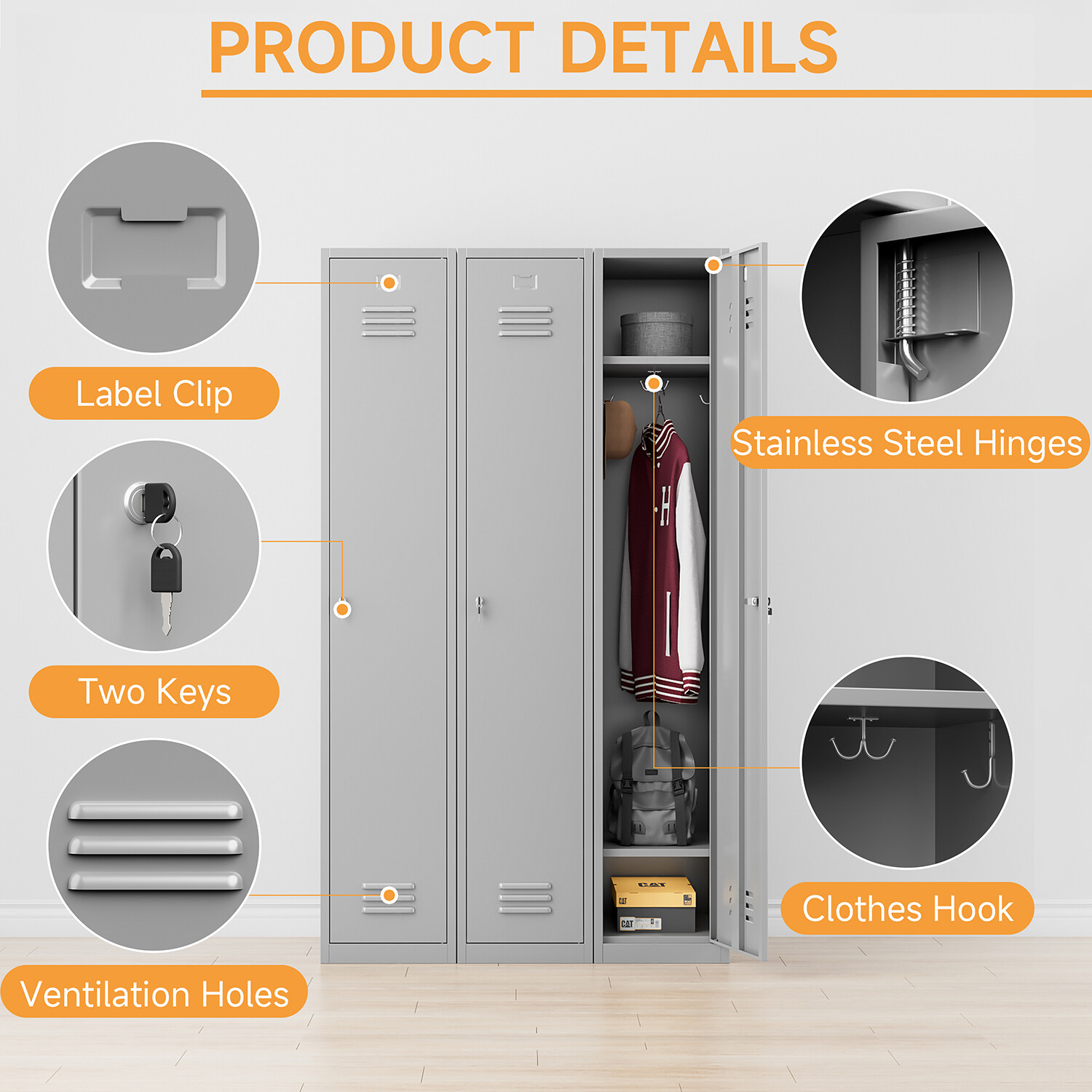 Metal Employee Lockers Metal Storage Cabinet for Home Bedroom School Office GYM