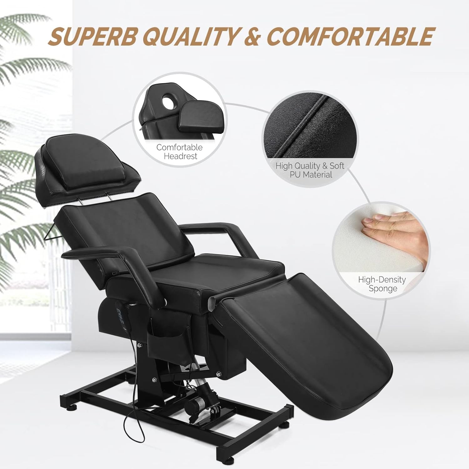 Fully Electric Salon Facial Bed Chair Multi-Purpose Massage Tattoo Table Black