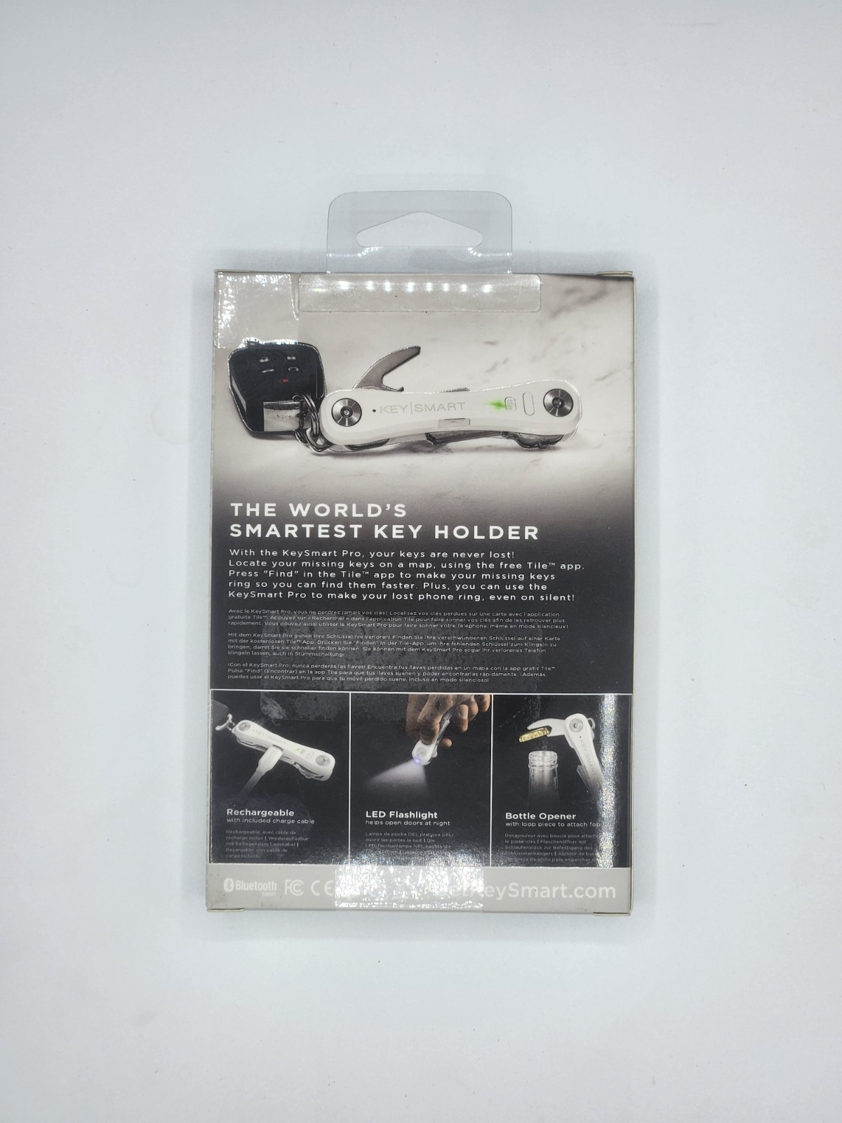 KeySmart - Key Holder Pro with Tile Smart Location, White