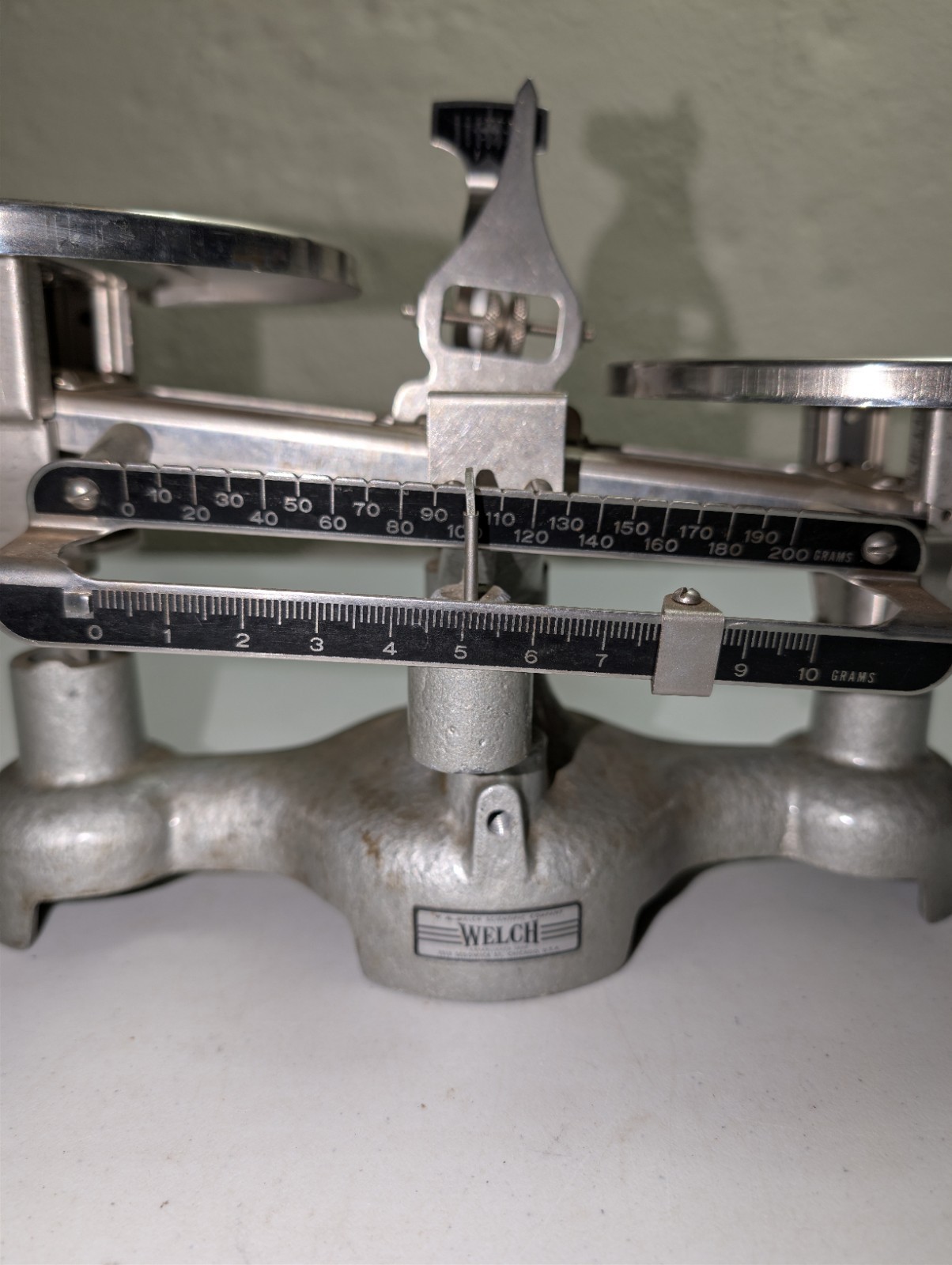 Vintage W. M. Welch Scientific Metal Balance Scale 210 Grams Made In USA