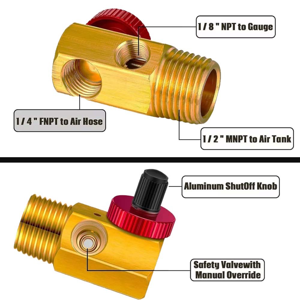 Air Tank Repair Kit Air Tank Valve Kit with Hose 1.6" Pressure Gauge FAST SHIP