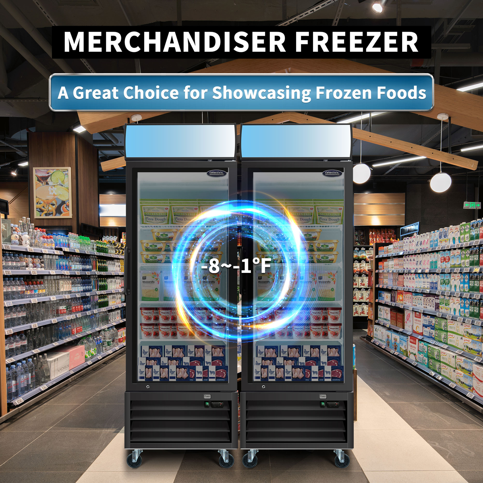27" Commercial Reach in Freezer Glass Door Food Display Restaurant Merchandiser