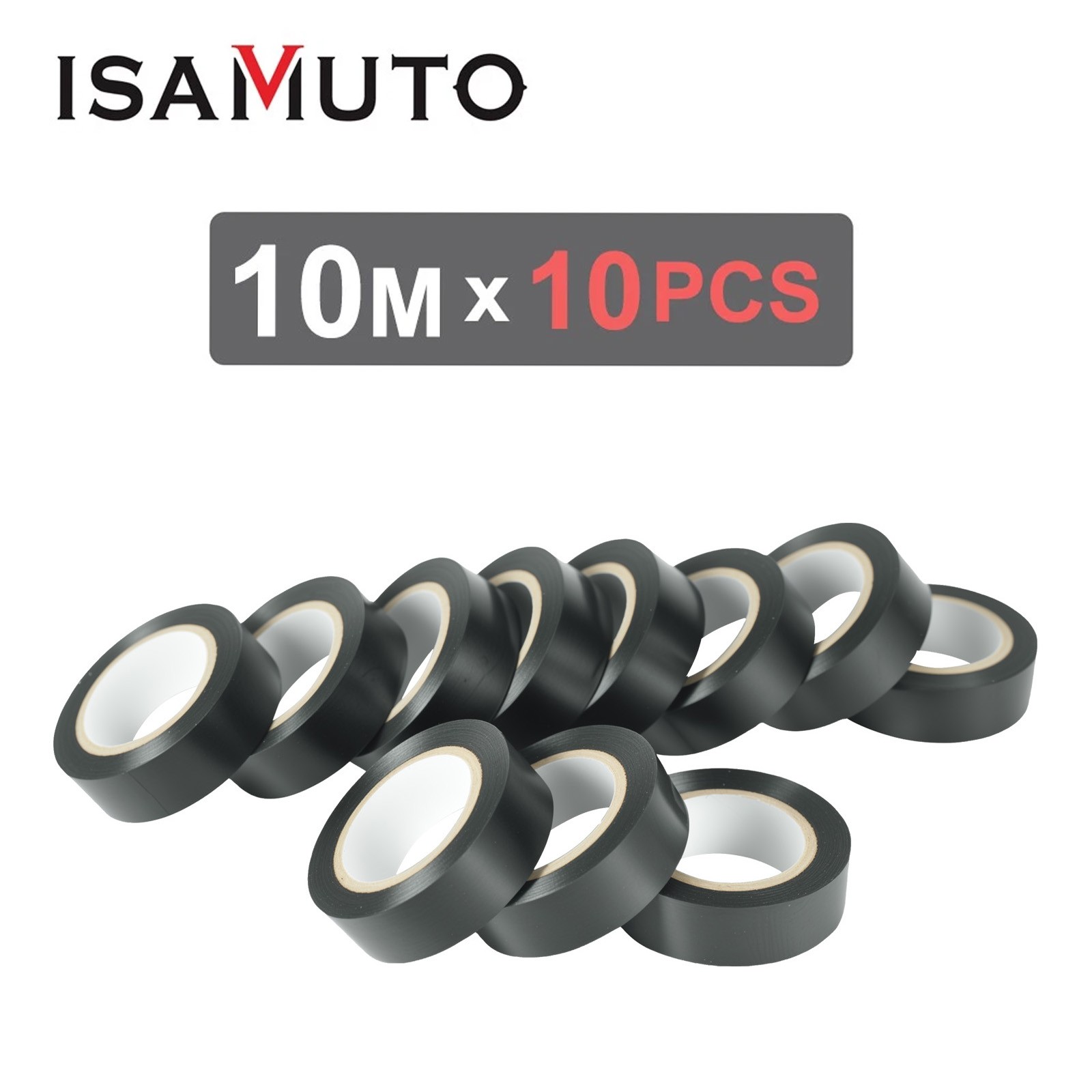 10pcs, Black, 10M Electrical Tape Wire Harness Wiring auto truck