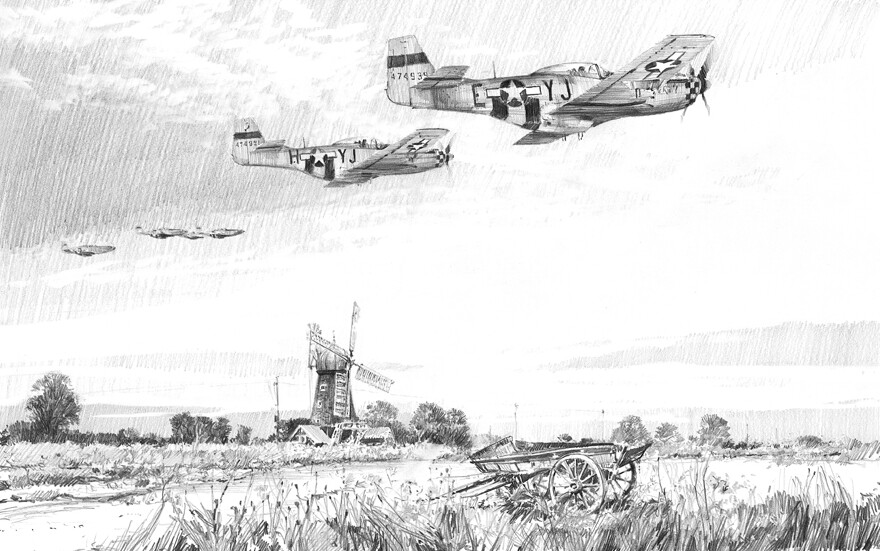 Heading Home to Raydon by Robert Taylor signed by Bud Mahurin and US Aces