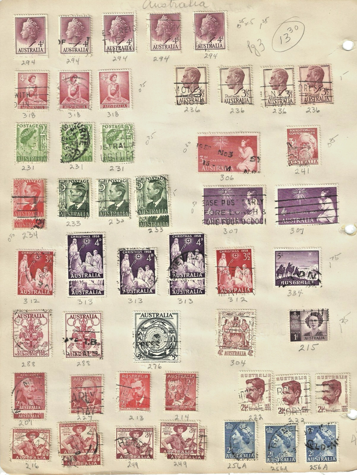 Australia Stamps: Old Mini Collection on 5 Pages, SCV $135