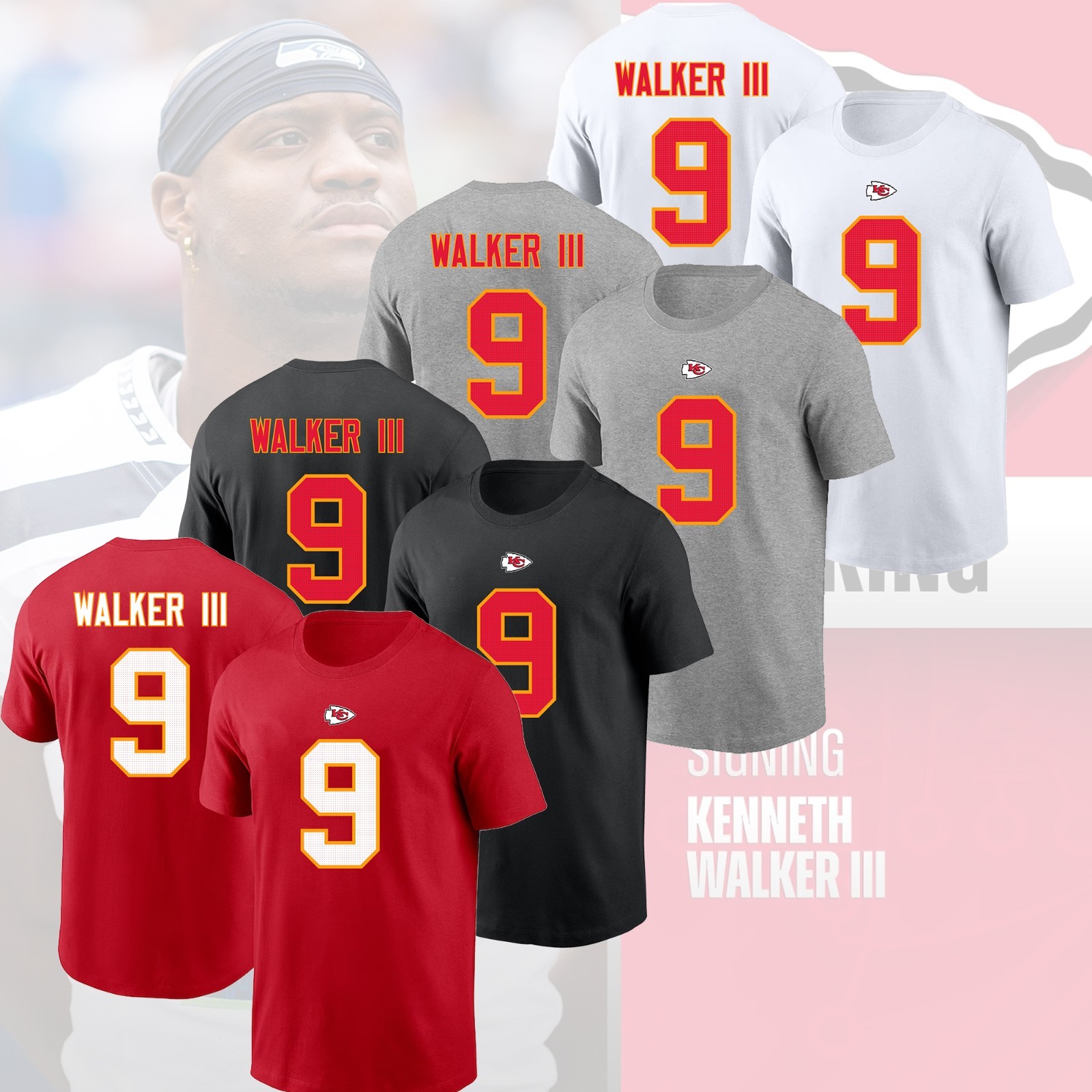 NEW - Welcome Kenneth Walker III #9 Kansas City Chiefs 2026 Player Name & Number