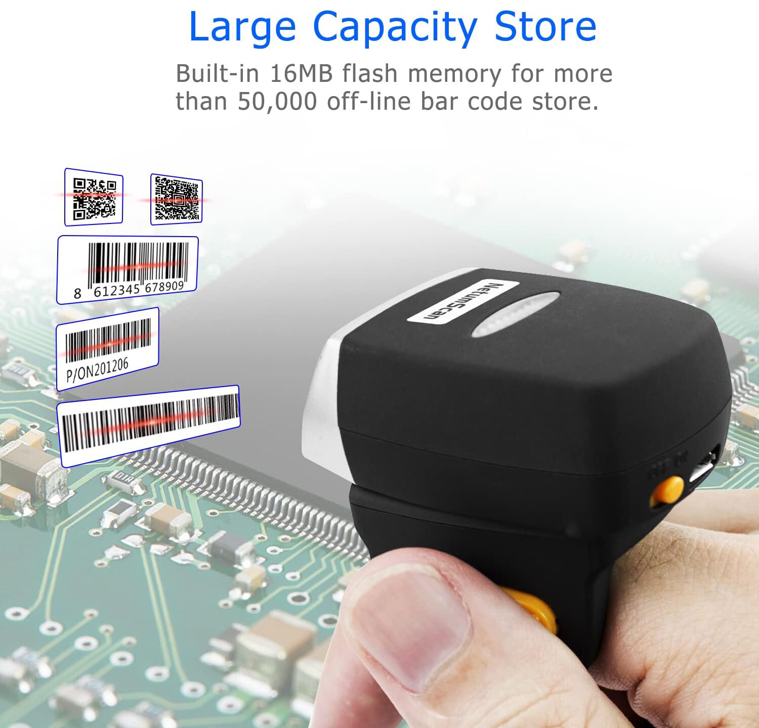 Wireless USB Finger Ring Barcode Scanner Bluetooth Reader for Android iOS Book