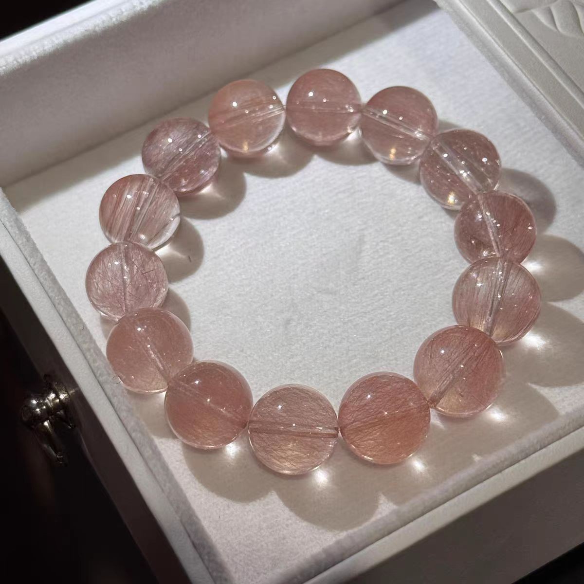 Natural red Rutilated Quartz Crystal Beads Bracelet AAAAA