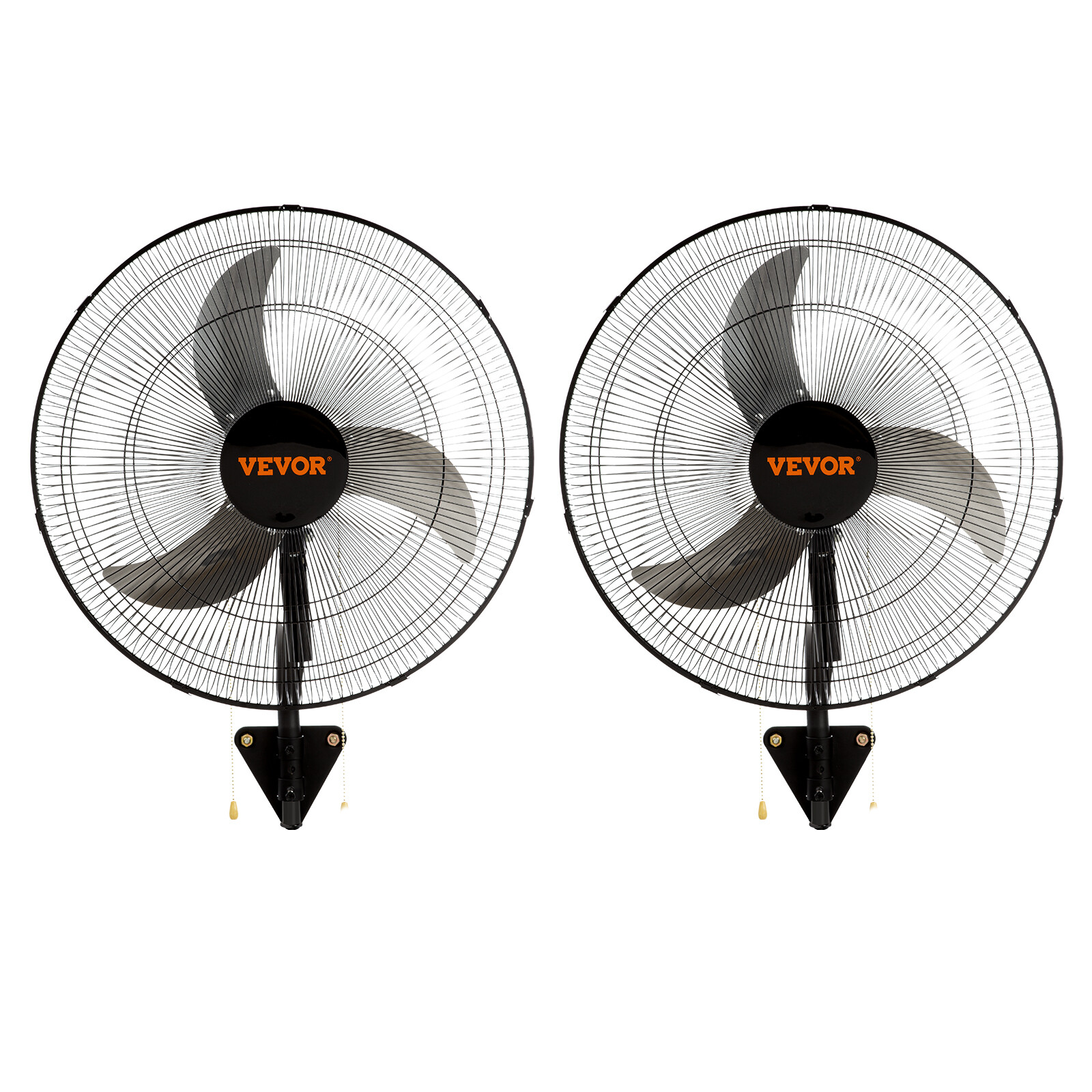 VEVOR 2Pcs 18'' Industrial Wall Mount Fan Oscillating Metal Fan 3 Speed Airflow