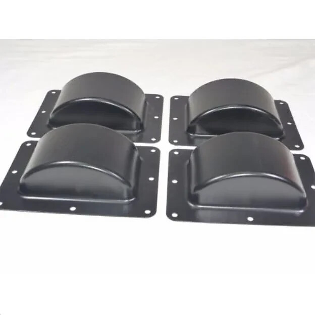 Four (4) Recessed Black Castor Dish 6" x 4" to Fit 3" or 4" Wheels For ATA Cases
