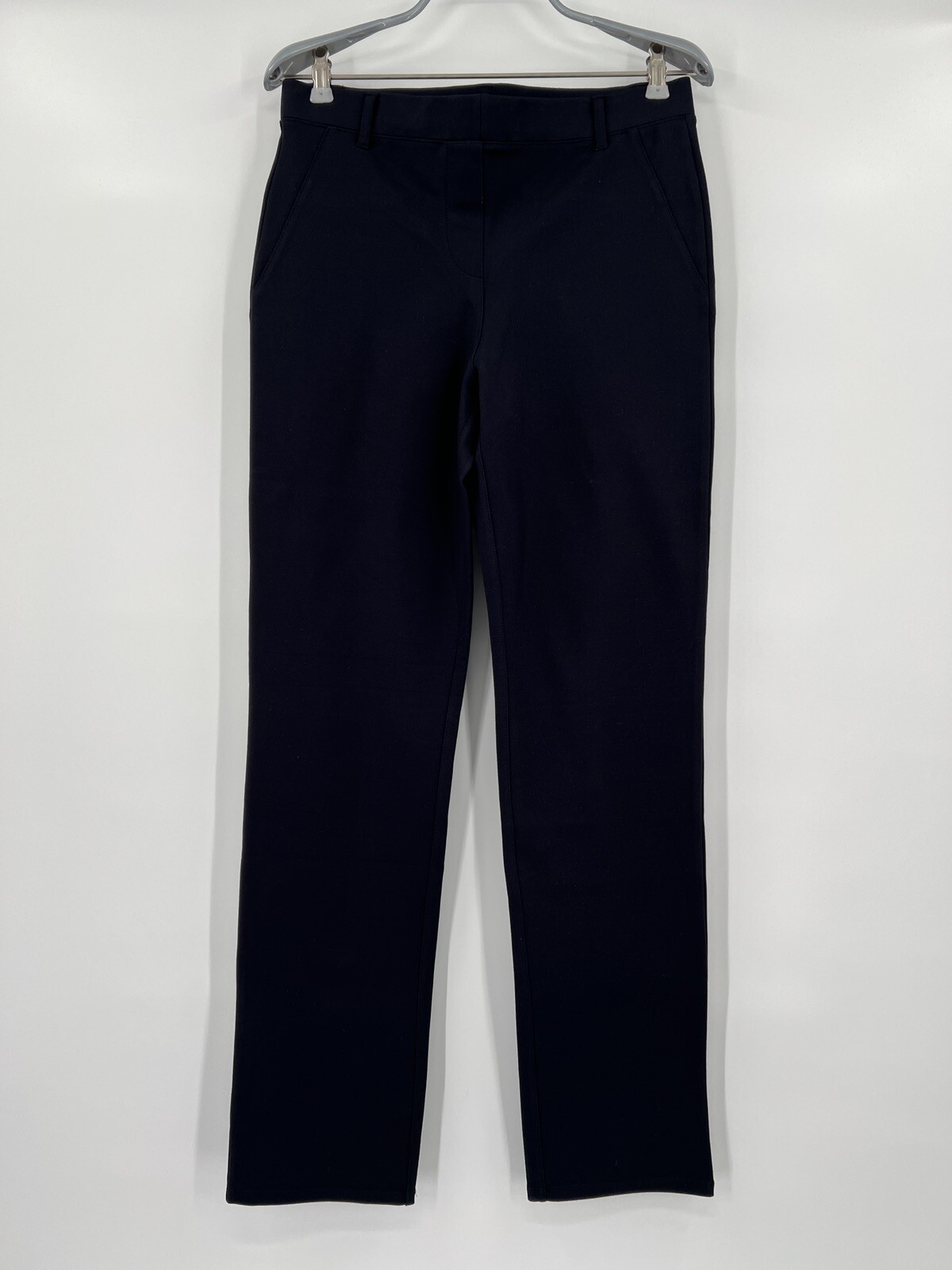 Quince Women's Black Ultra-Stretch Ponte Pants Straight Leg M Petite 28" NWT