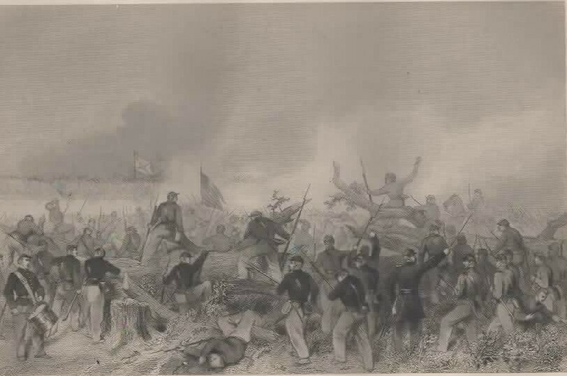 Attack on Fort Hudson   vintage print  1865 by  Thomas Nast