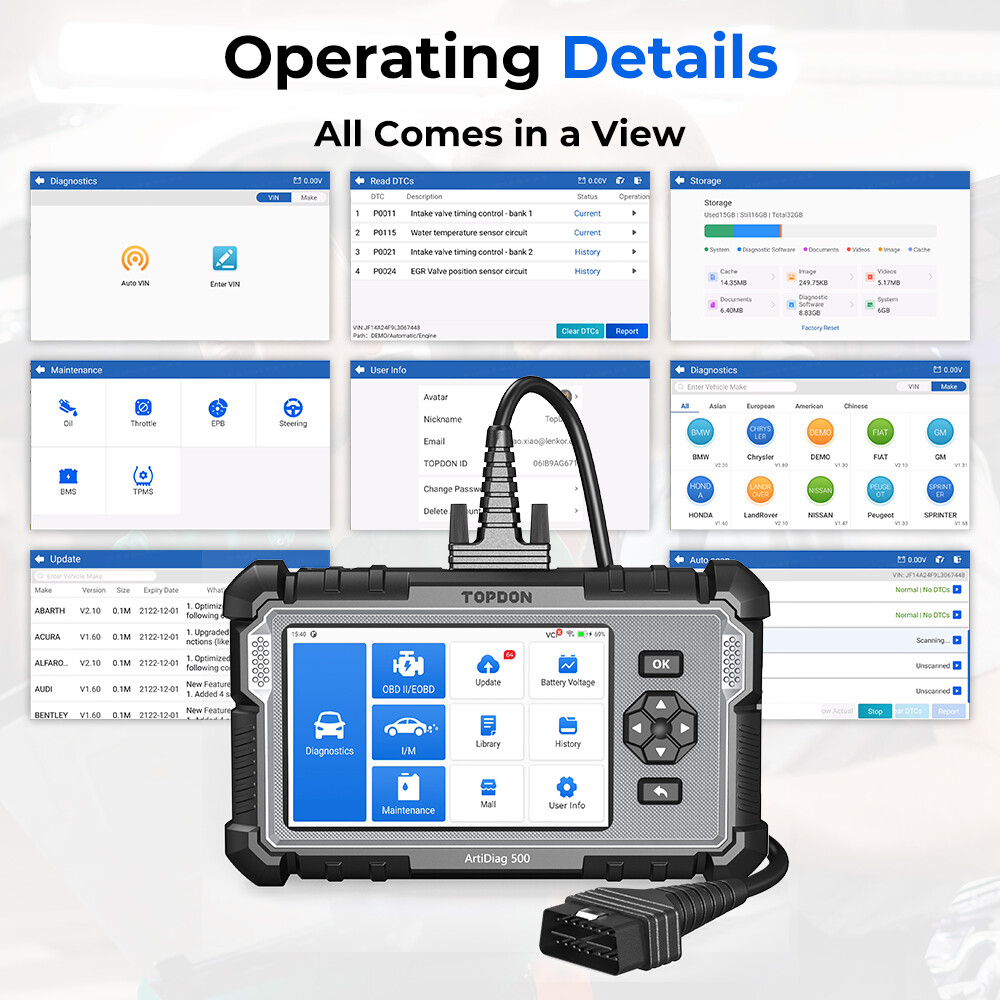 2025 TOPDON AD500 OBD2 Scanner Engine ABS SRS Code Reader Car Diagnostic Tool
