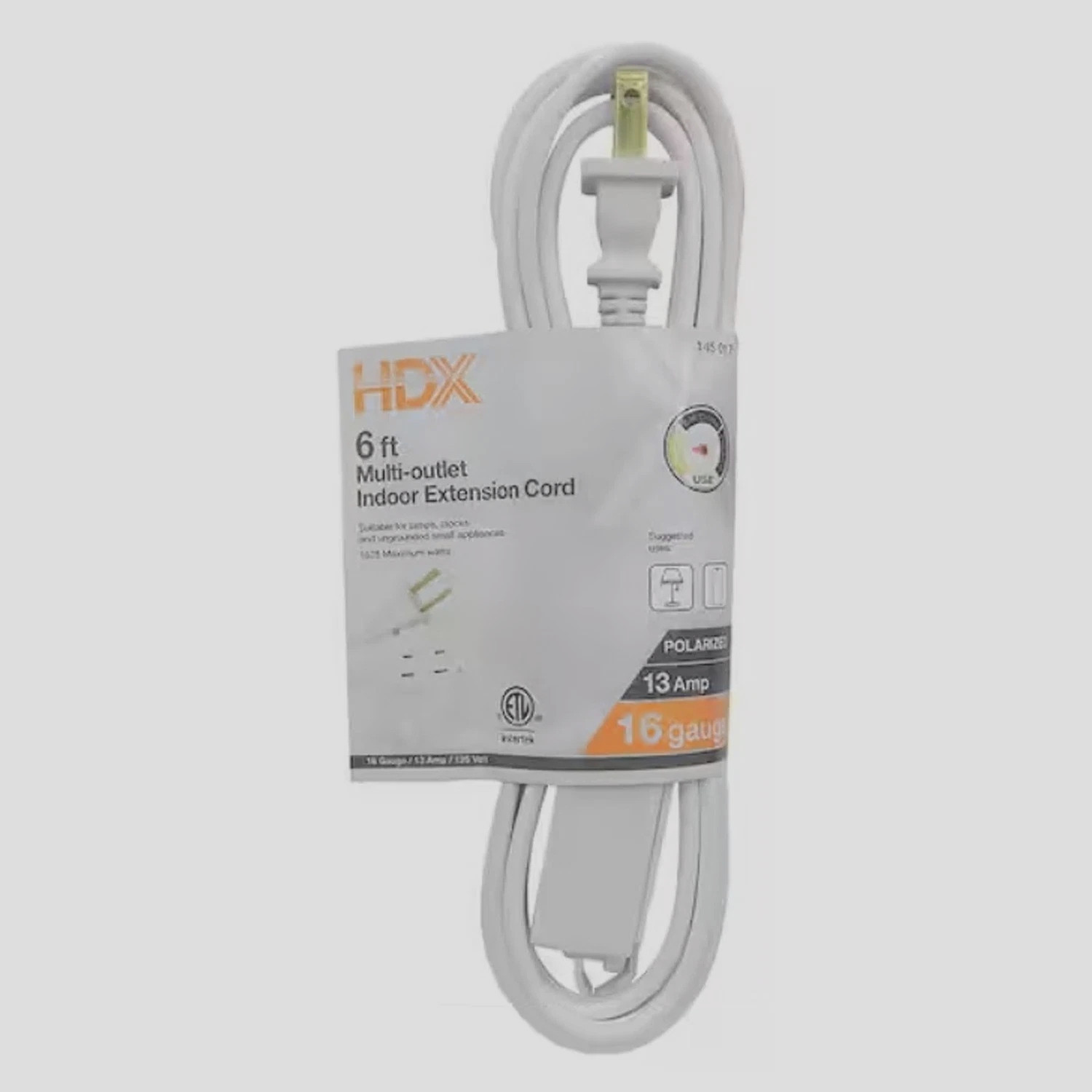 6 ft. 16/2 Light Duty Indoor Multi-Outlet Extension Cord, White