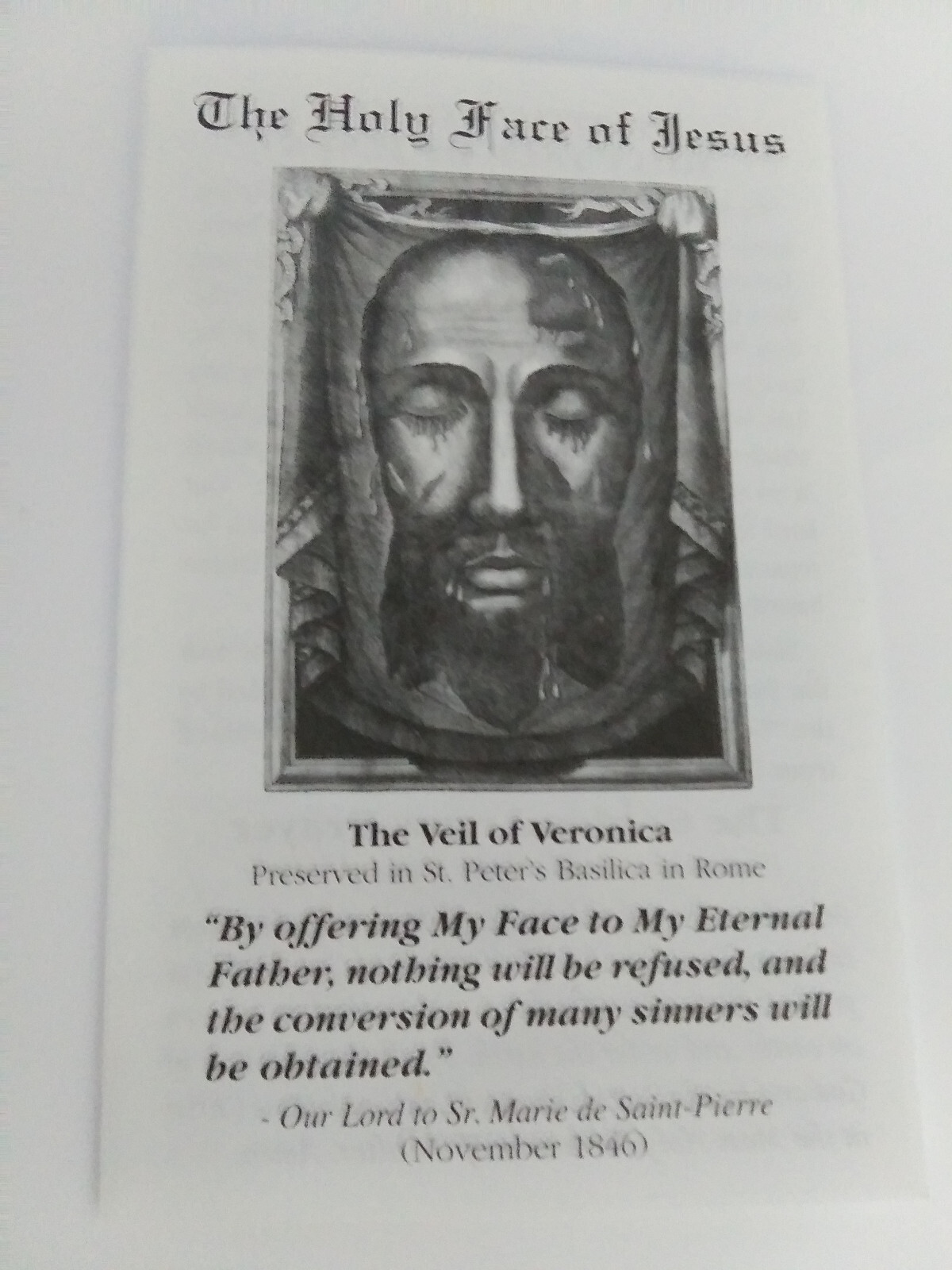 Holy Face of Jesus Medal Shroud of Turin Nobiscum Domine + prayer card booklet
