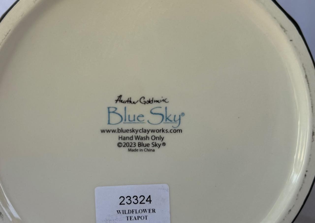 Blue Sky Clayworks Heather Goldminc Wildflower Tea Society Ceramic Tea Pot New