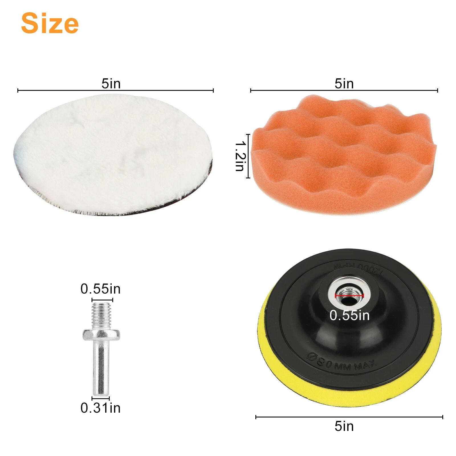 9pcs 5 Inch Car Buffing Pads Polishing for Drill Sponge Kit Waxing Foam Polisher