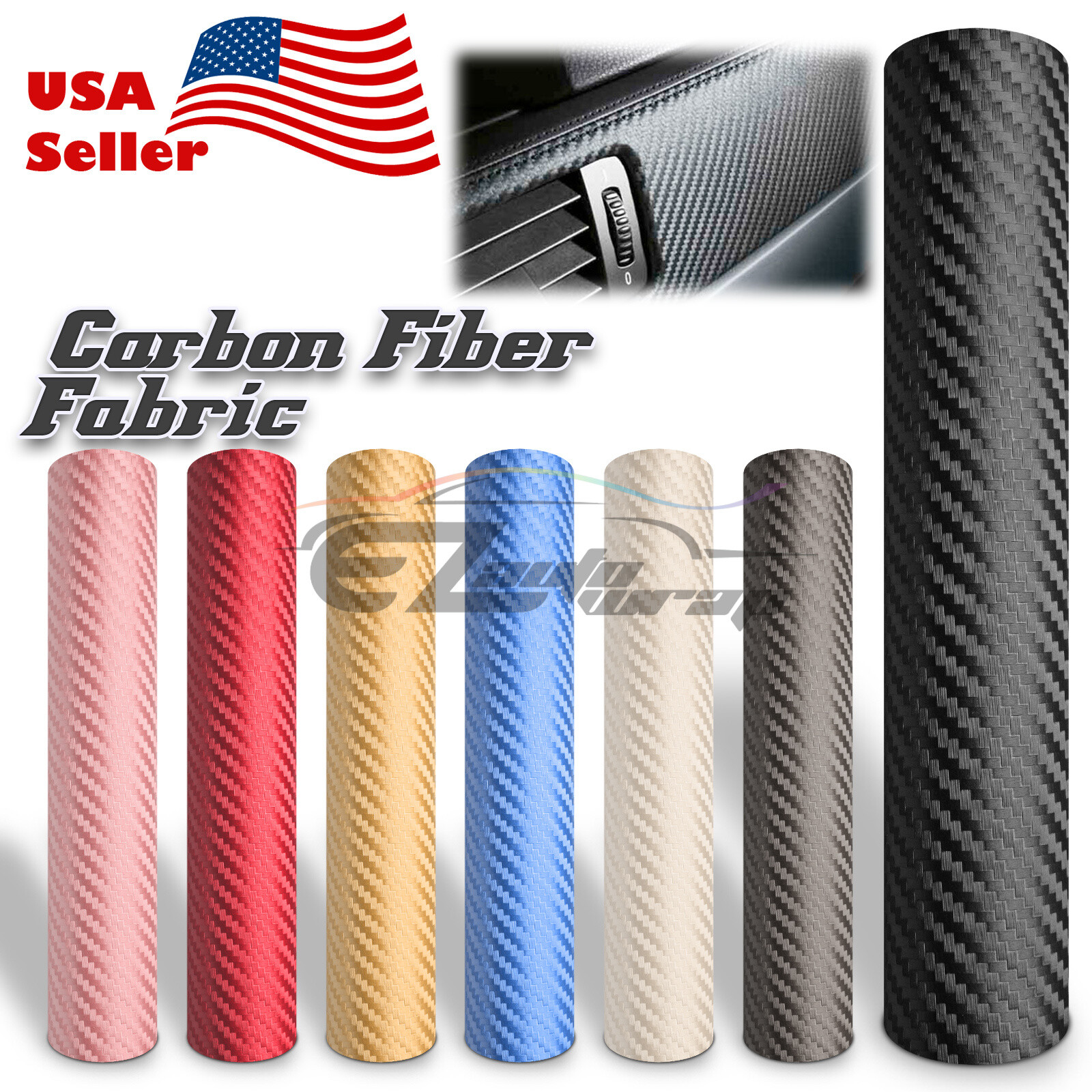 Carbon Fiber Fabric Cloth Marine Vinyl 54" Wide Plain Weave Upholstery Auto