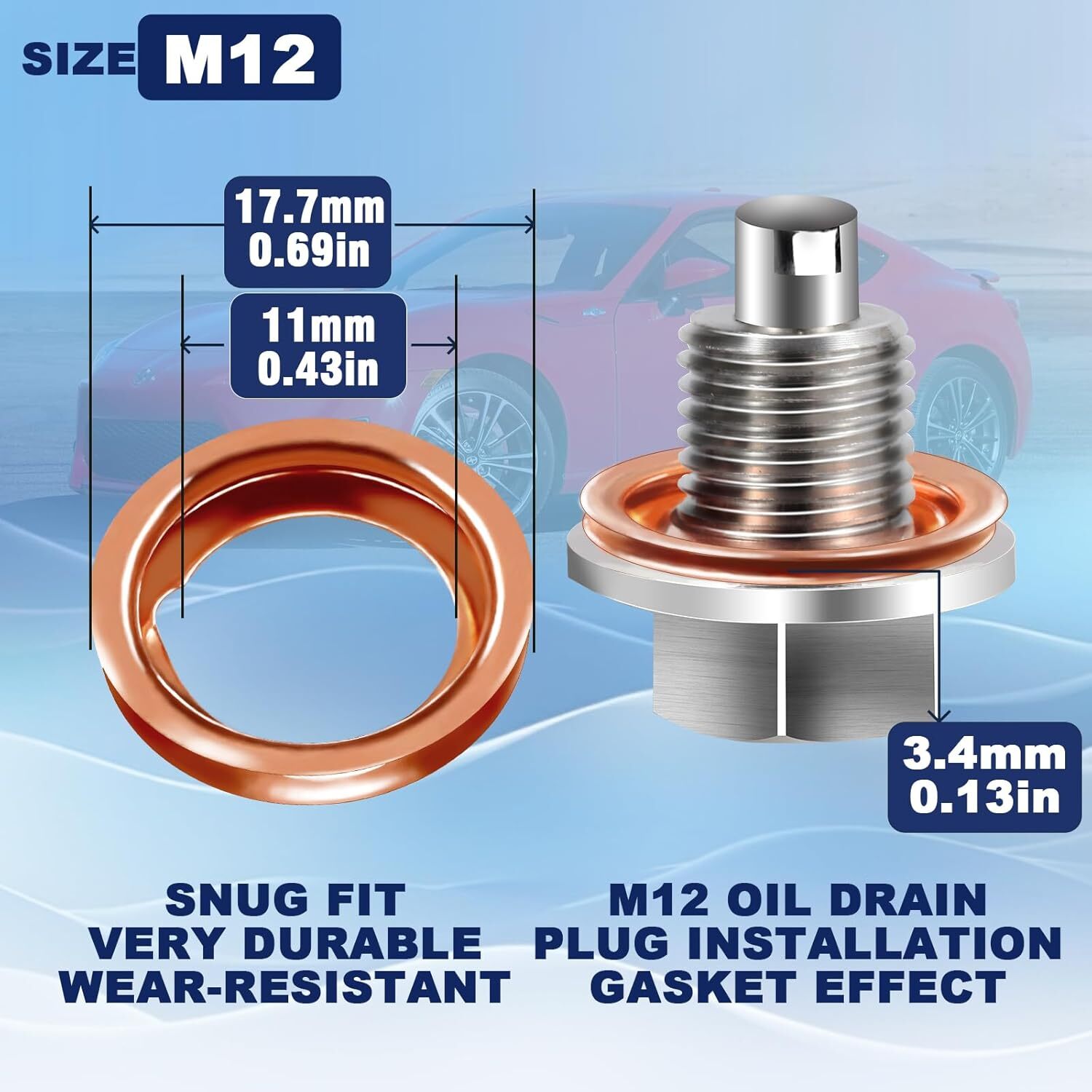 24-PCS Oil Drain Plug Gasket Washer- Copper M12 Crush Washer Oil Drain Plug