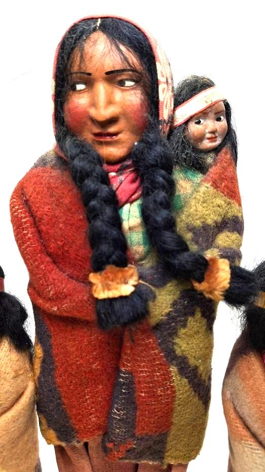 Skookum Bully Good Indian Native American Dolls ~ Lot of 4 Mom baby, 3 children