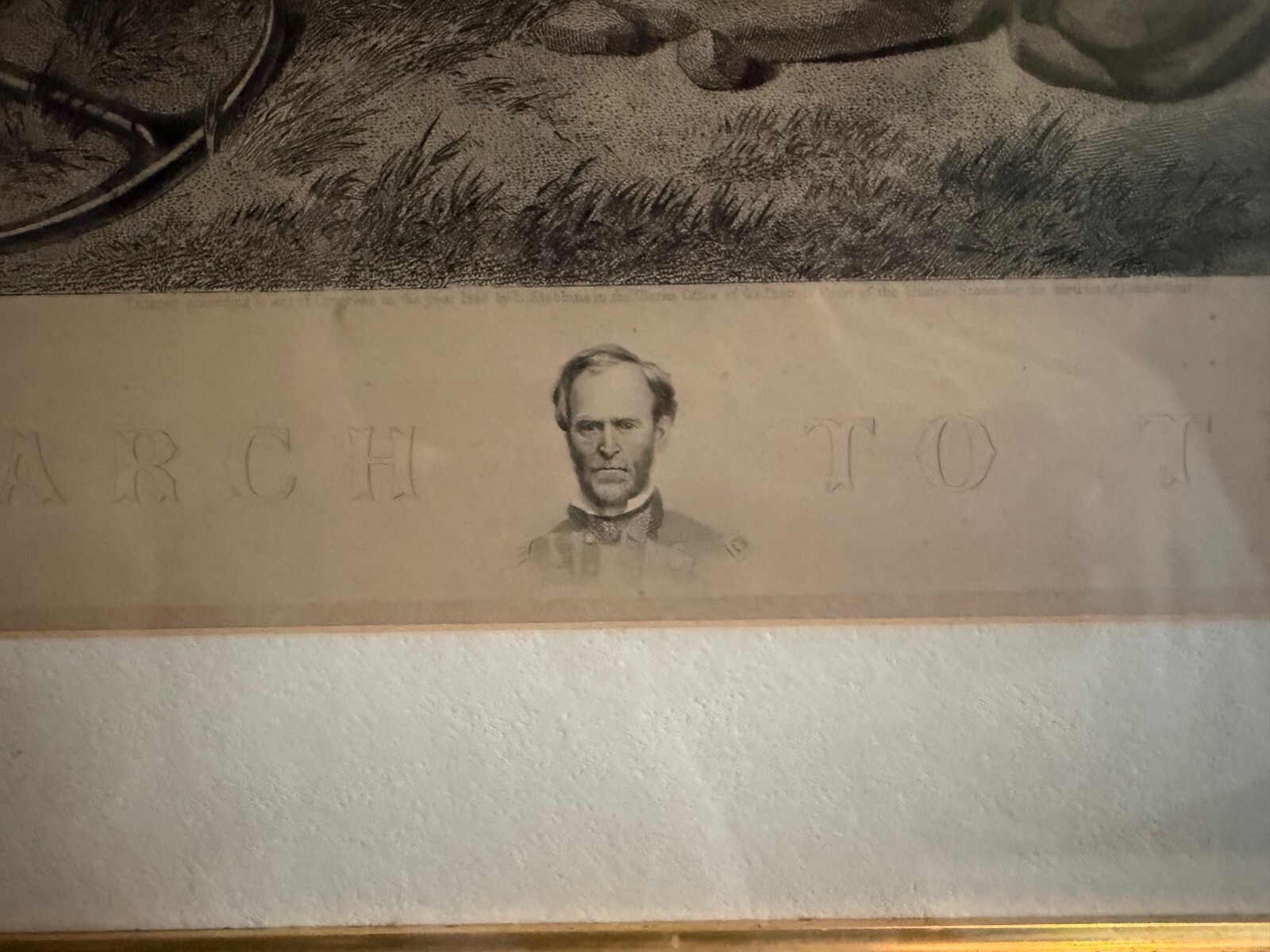 1883 Sherman's March to the Sea Civil War Print J P Fitch Hartford CT Large 55"