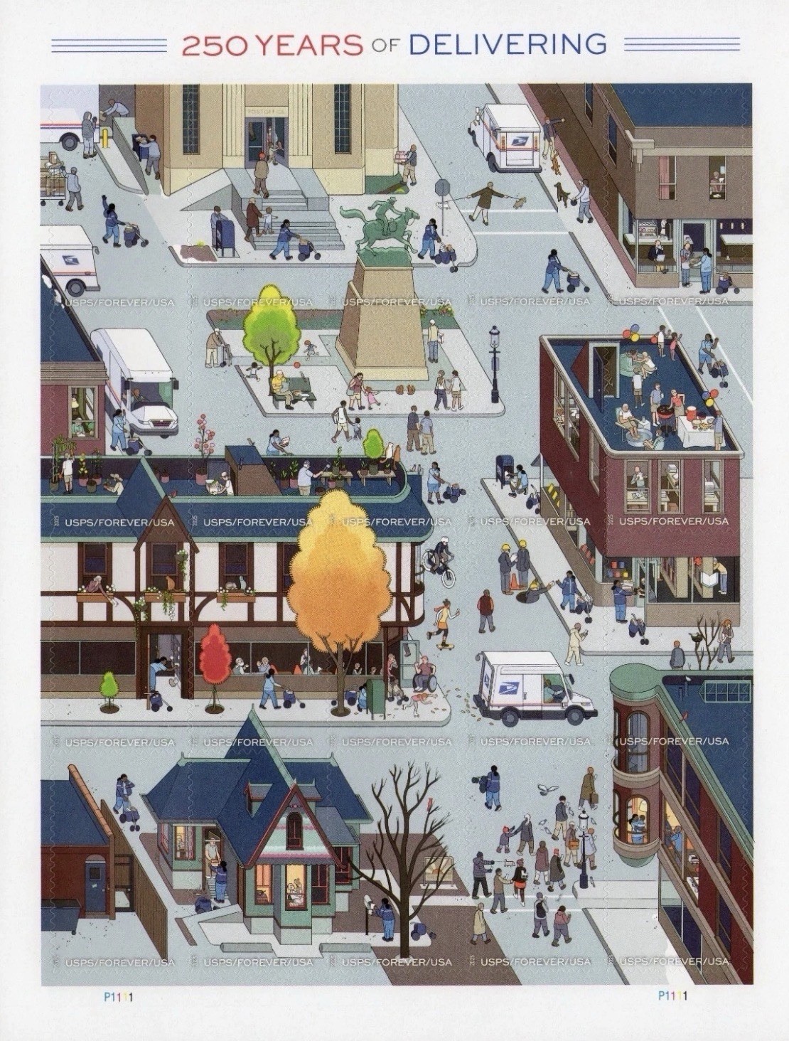 USPS 250 Years Delivering Sheet of 20 Forever Stamps - MNH (6024)