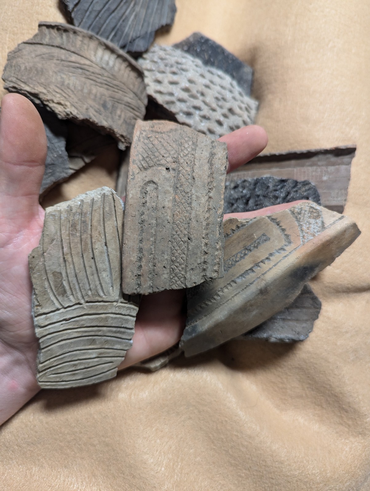 One Authentic Ancient Native American Pottery Piece. Mississippian or Caddo.