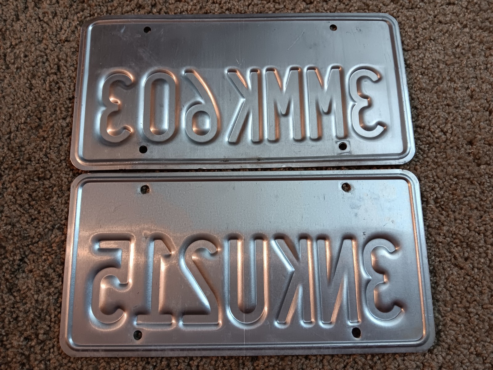 Two California License Plates - 2000s - 3 MMK 603 and 3 NKU 215