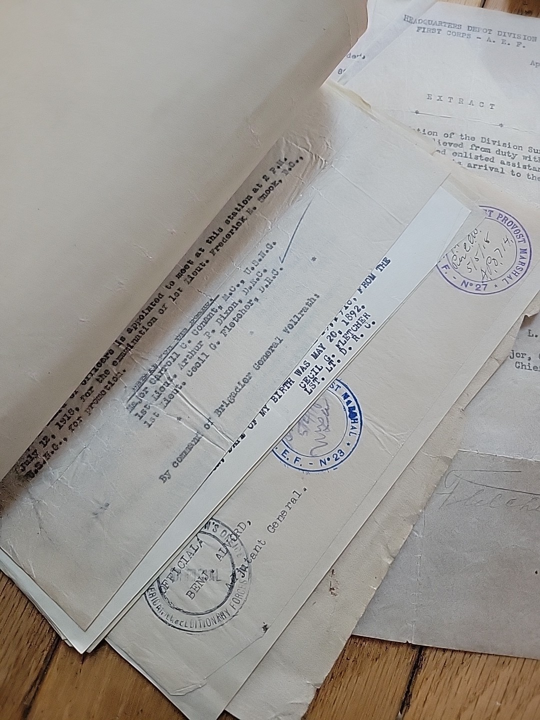 WWI Cecil Fletcher Dentist Archive AEF Photos Documents France WW1 1st Depot