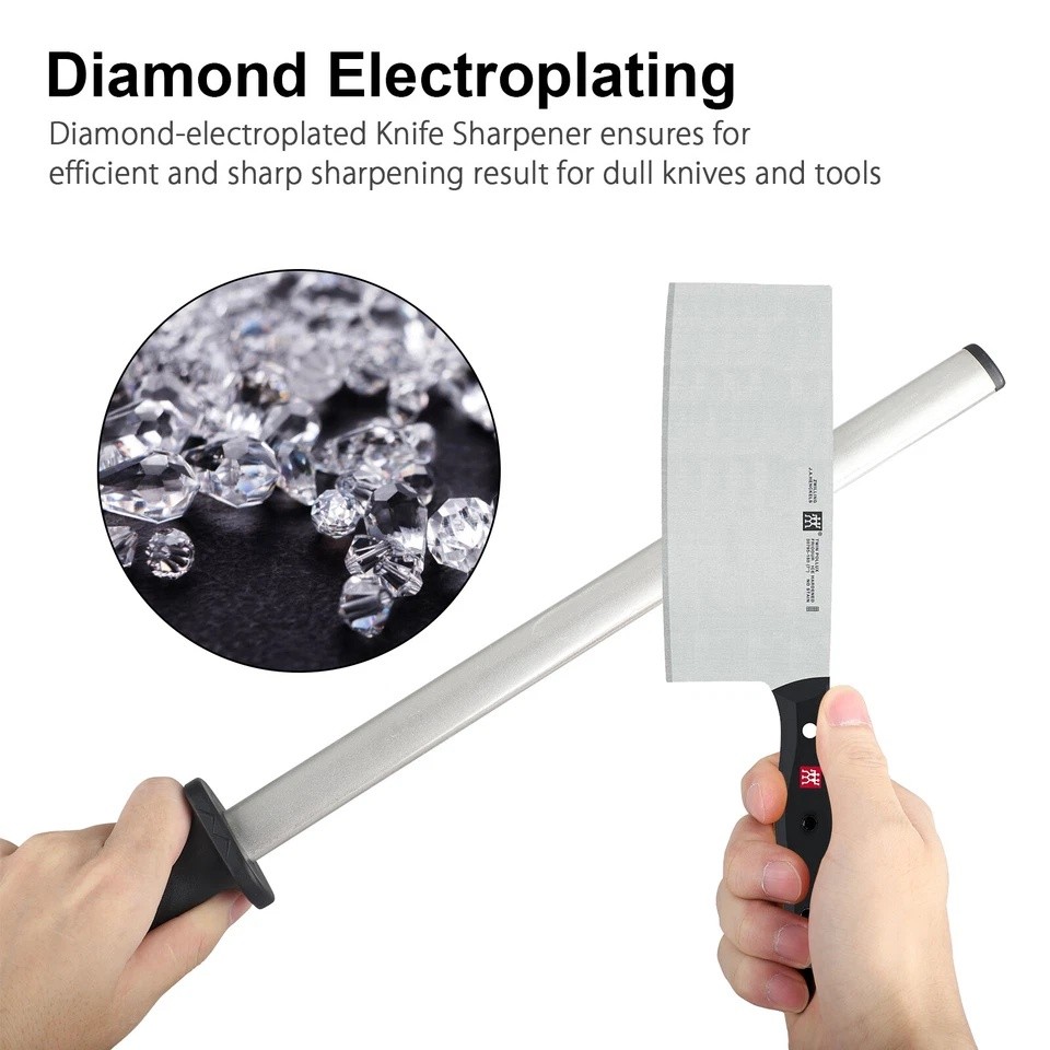 12in Diamond Knife Sharpener Honing Rod Oval Kitchen Tool