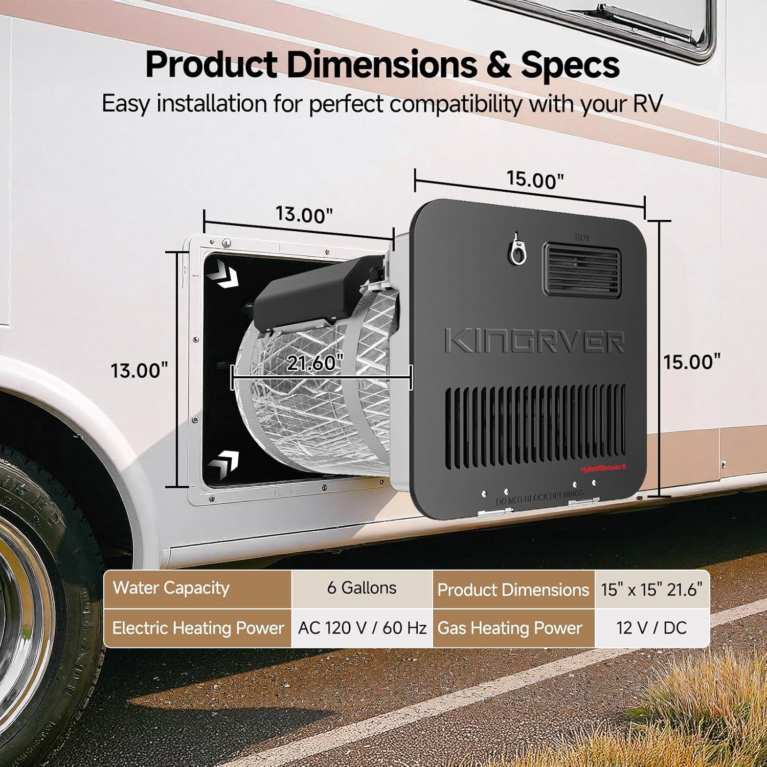 6 Gallon RV Water Heater Propane Gas + Electric 12,000BTU 1440W DSI For SW6D