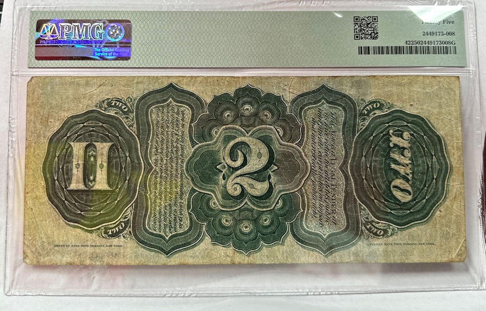 PMG 25 VF FR#42 $2 1869 “RAINBOW” LEGAL TENDER BEAUTIFUL NOTE [036laJ]