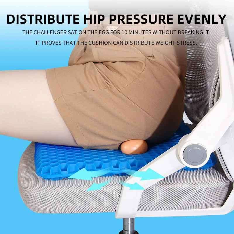 Gel Seat Cushion Honeycomb Breathable Pressure Relief Back Tailbone Pain Chair