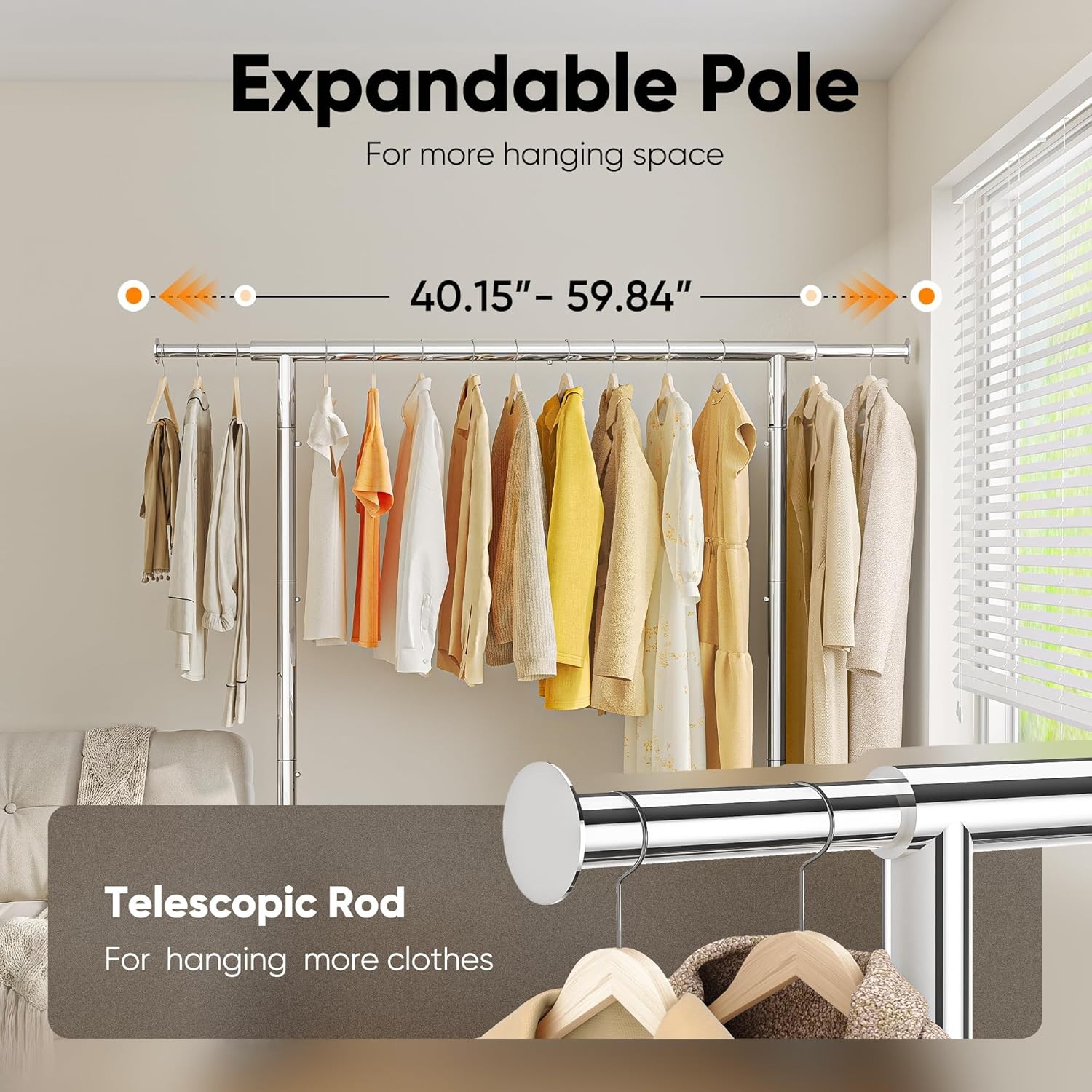 HOKEEPER Clothes Rack Clothing Racks for Hanging Clothes, Portable Clothes Rack