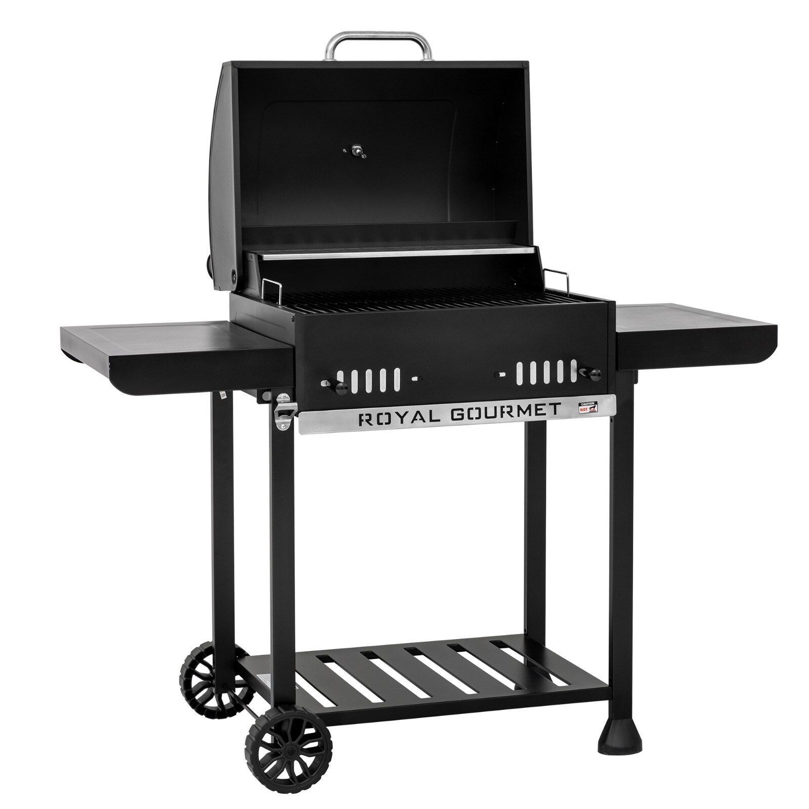 Royal Gourmet 24-Inch Movable Charcoal BBQ Grill with 2 Foldable Side Shelves