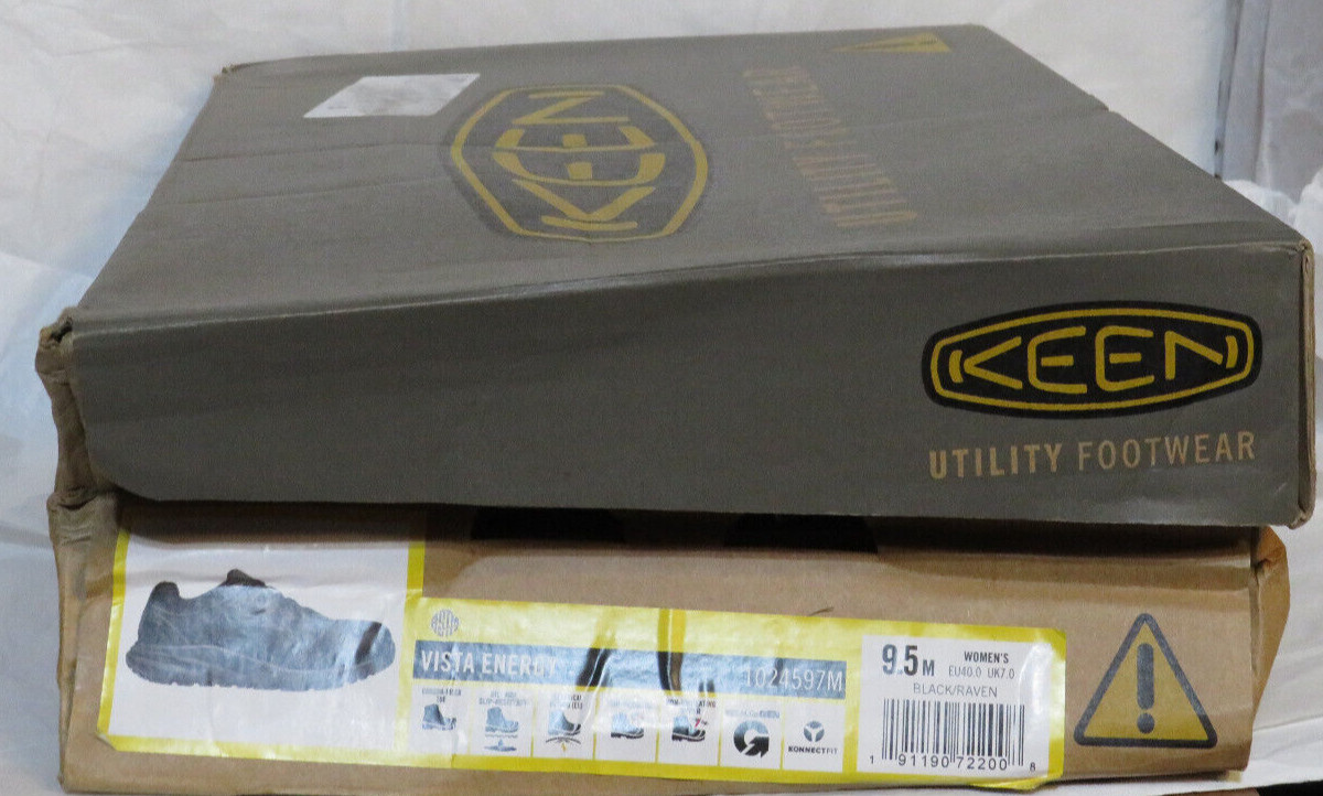KEEN UTILITY WOMEN VISTA ENERGY CARBON TOE WORK SNEAKER US 9.5 M BLACK RAVEN NIB